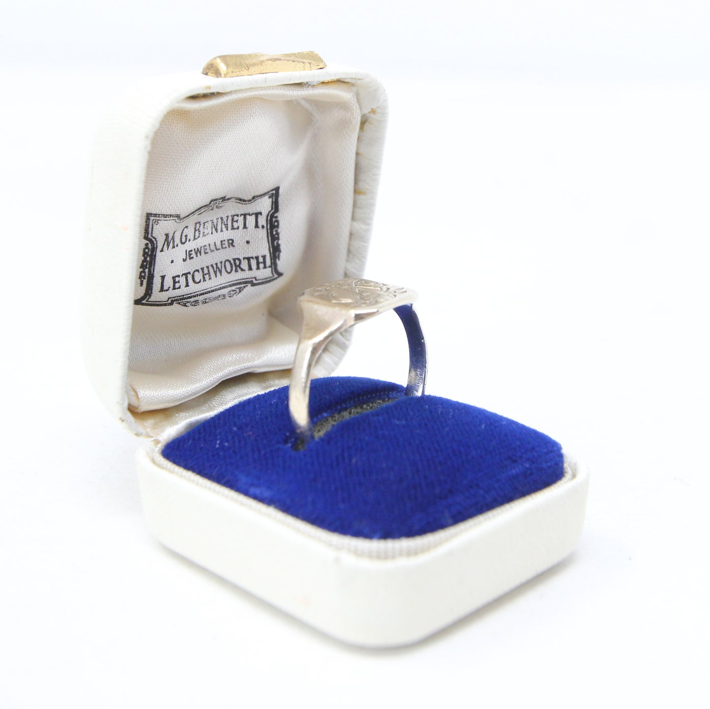 Antique Victorian Solid 9ct 9k Gold Silver Lined Monogram Signet Ring Size T