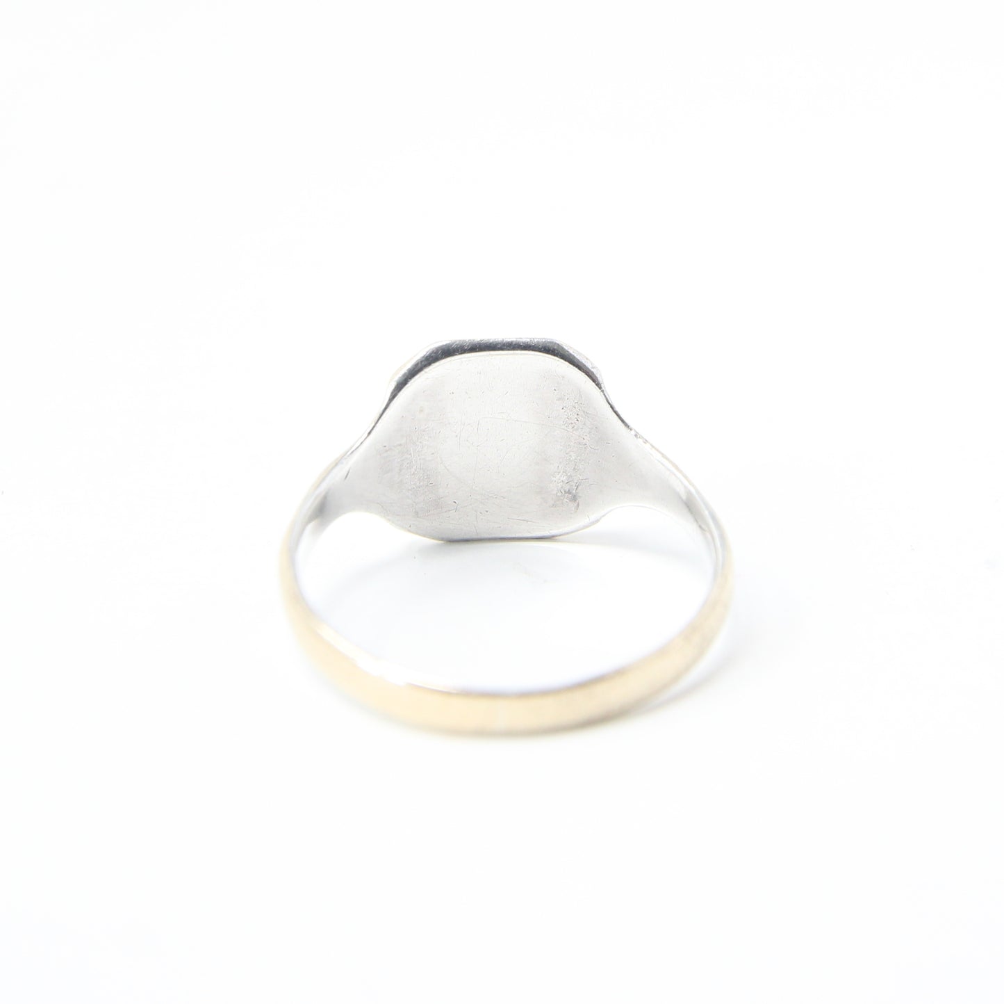 Antique Victorian Solid 9ct 9k Gold Silver Lined Monogram Signet Ring Size T