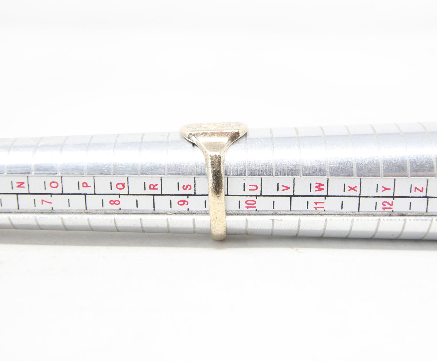 Antique Victorian Solid 9ct 9k Gold Silver Lined Monogram Signet Ring Size T