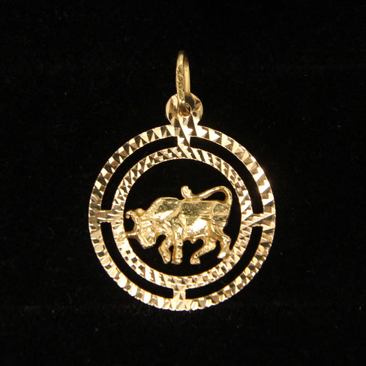 Vintage 1970's Hallmarked Solid 18ct 18k Gold Taurus Zodiac Medallion Coin Pendant