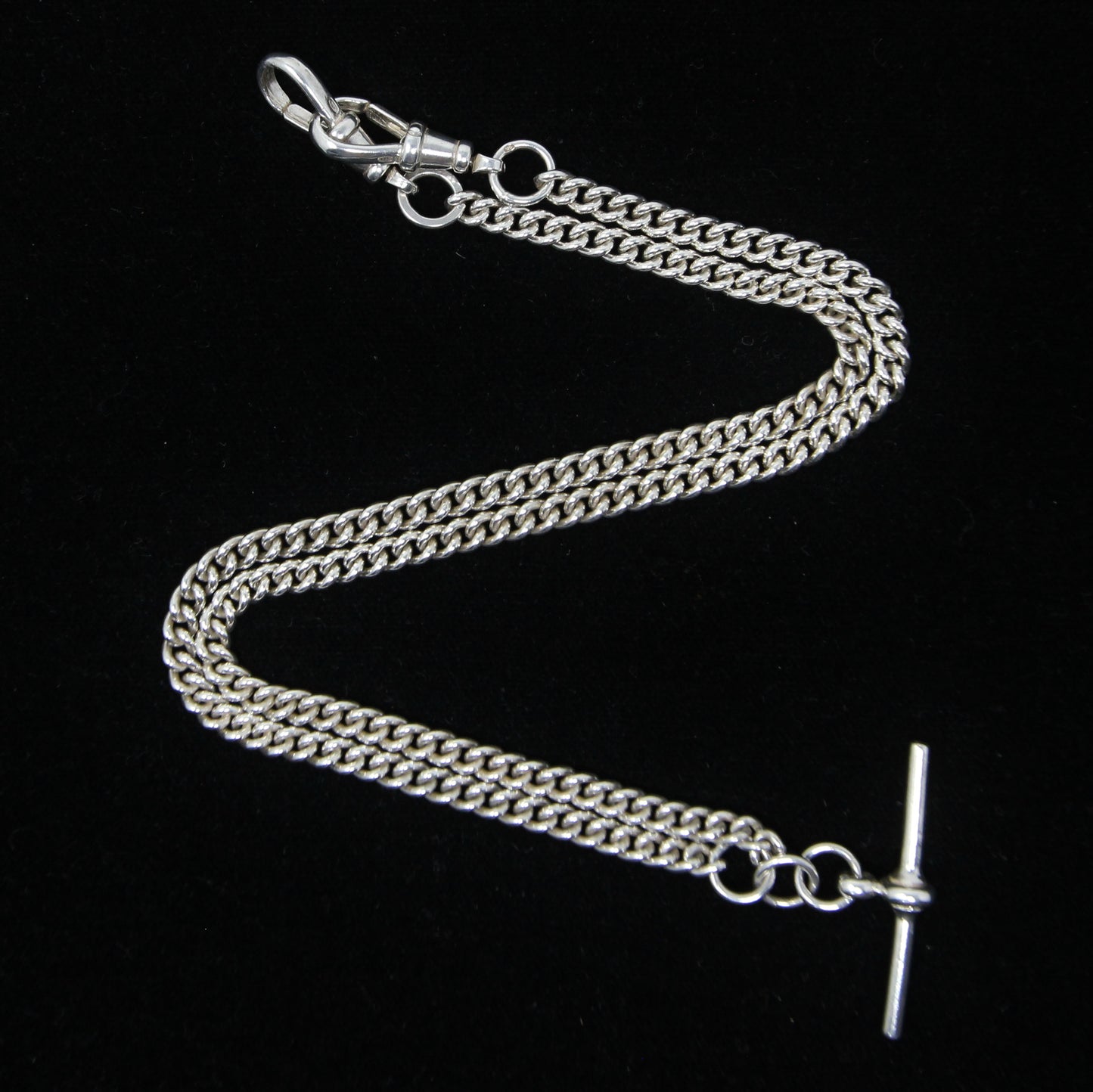 Vintage 1990 Hallmarked Solid Sterling Silver Double Albert Curb Chain Necklace 18.25''