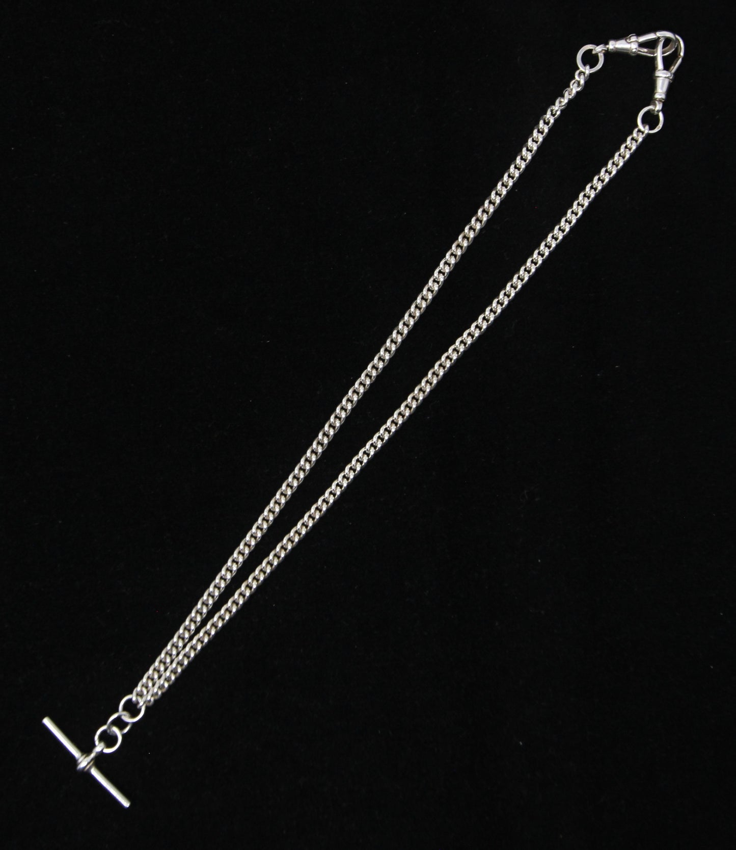 Vintage 1990 Hallmarked Solid Sterling Silver Double Albert Curb Chain Necklace 18.25''