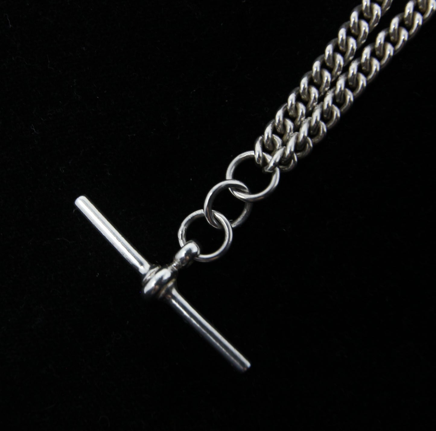 Vintage 1990 Hallmarked Solid Sterling Silver Double Albert Curb Chain Necklace 18.25''