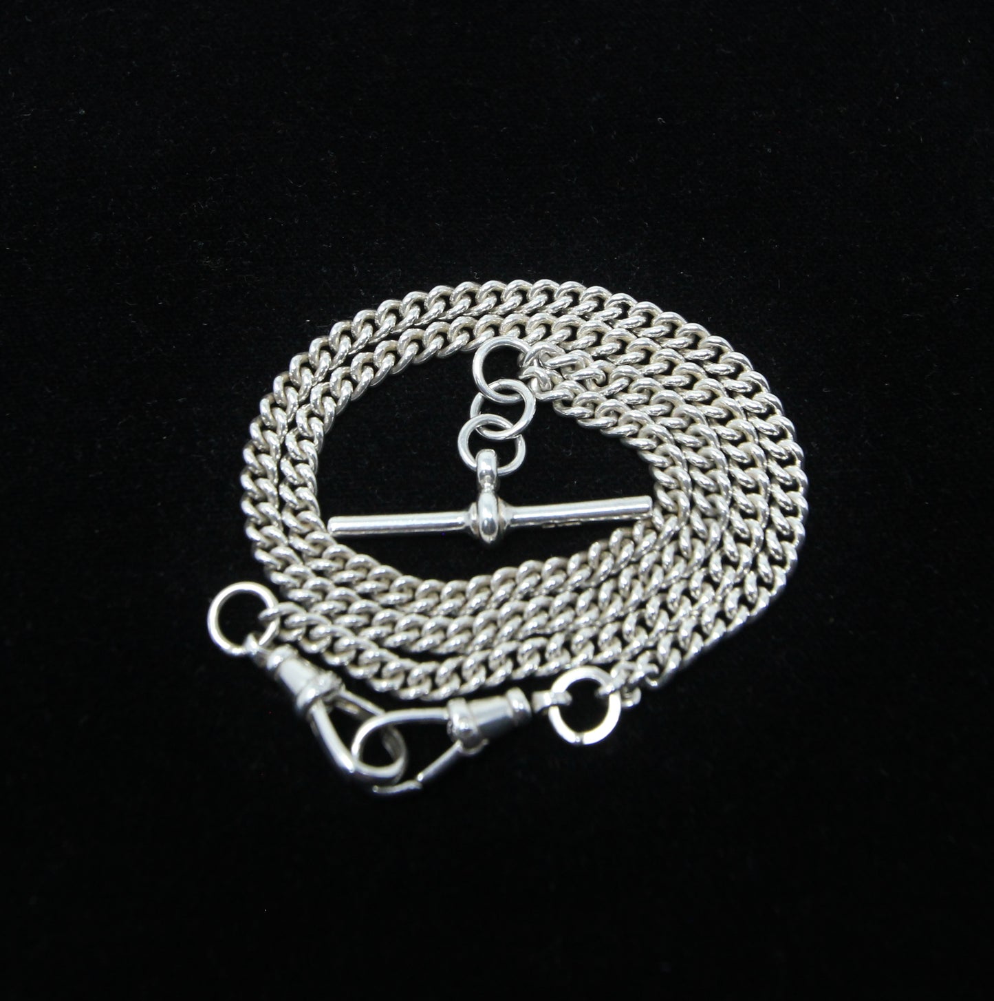 Vintage 1990 Hallmarked Solid Sterling Silver Double Albert Curb Chain Necklace 18.25''