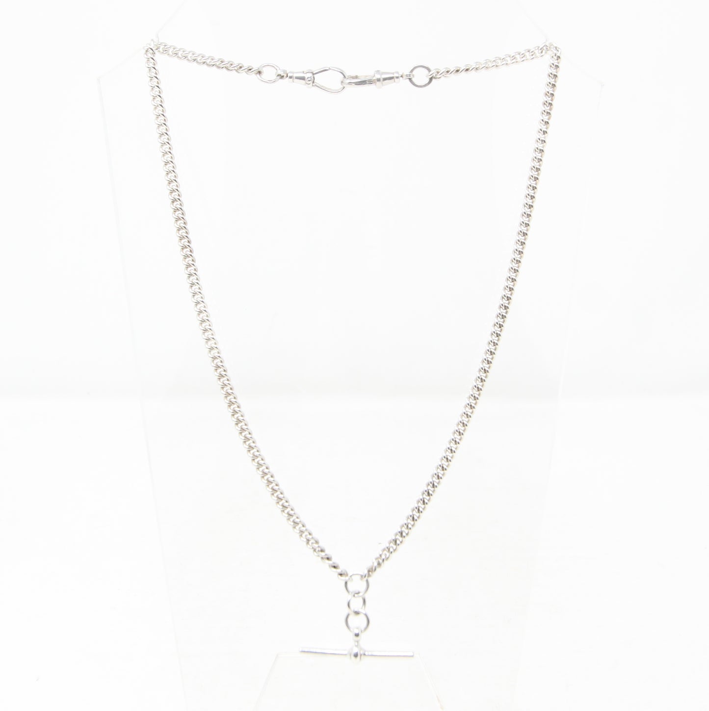 Vintage 1990 Hallmarked Solid Sterling Silver Double Albert Curb Chain Necklace 18.25''