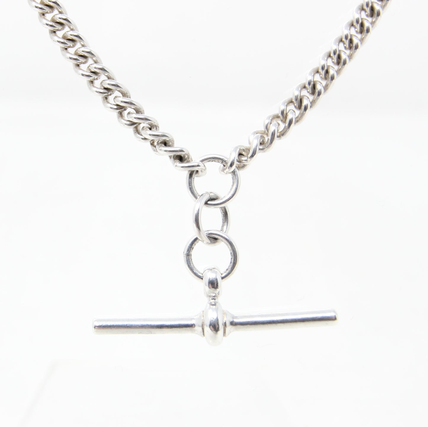 Vintage 1990 Hallmarked Solid Sterling Silver Double Albert Curb Chain Necklace 18.25''