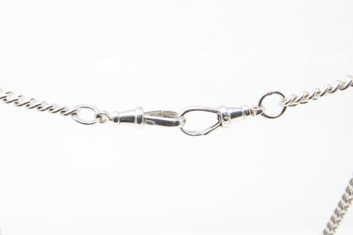 Vintage 1990 Hallmarked Solid Sterling Silver Double Albert Curb Chain Necklace 18.25''