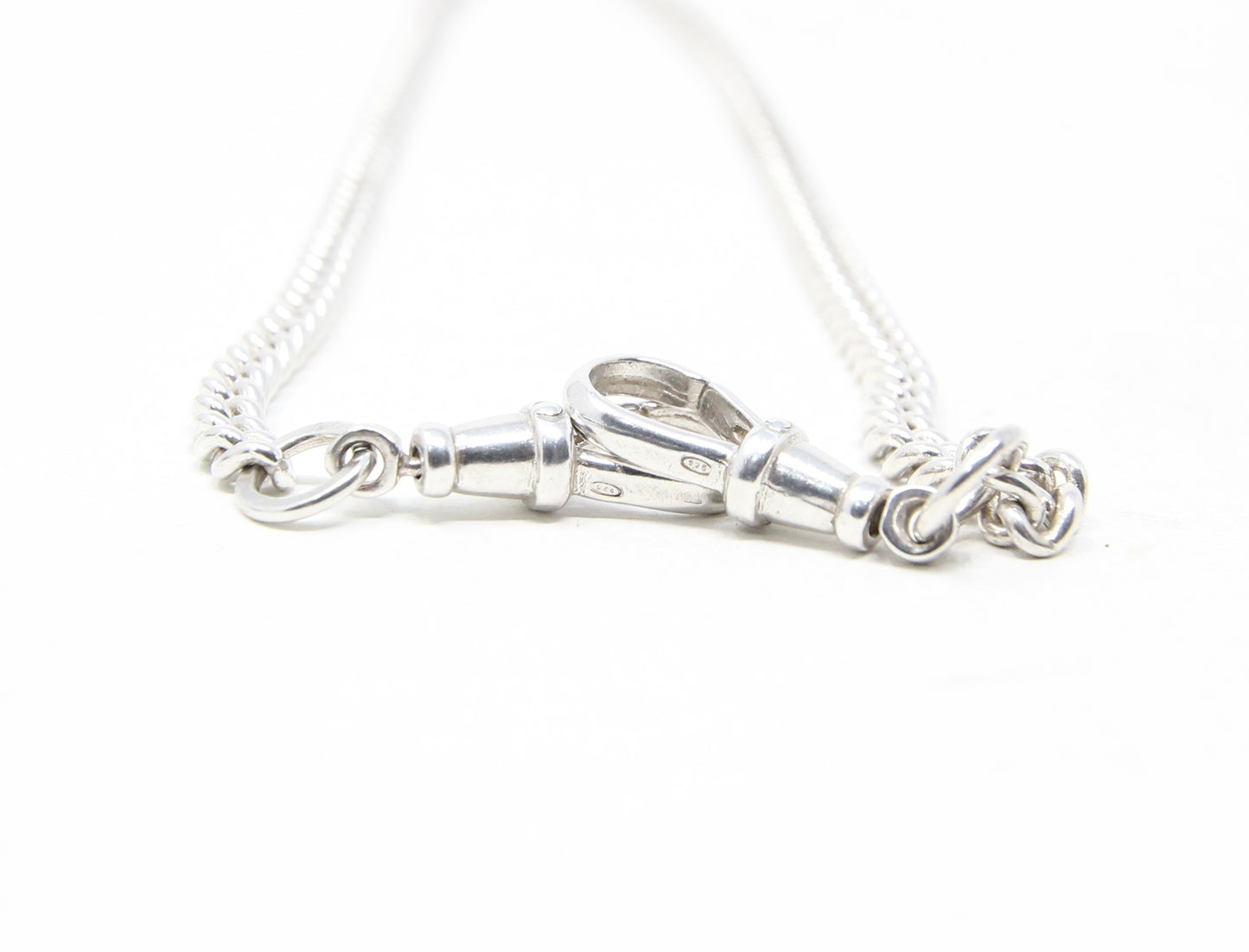 Vintage 1990 Hallmarked Solid Sterling Silver Double Albert Curb Chain Necklace 18.25''