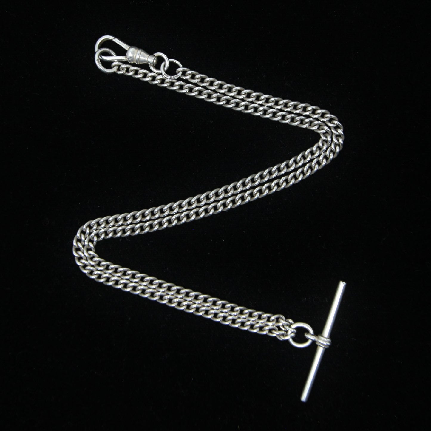 Vintage 1996 Hallmarked Solid Sterling Silver Double Albert Curb Chain Necklace 18''