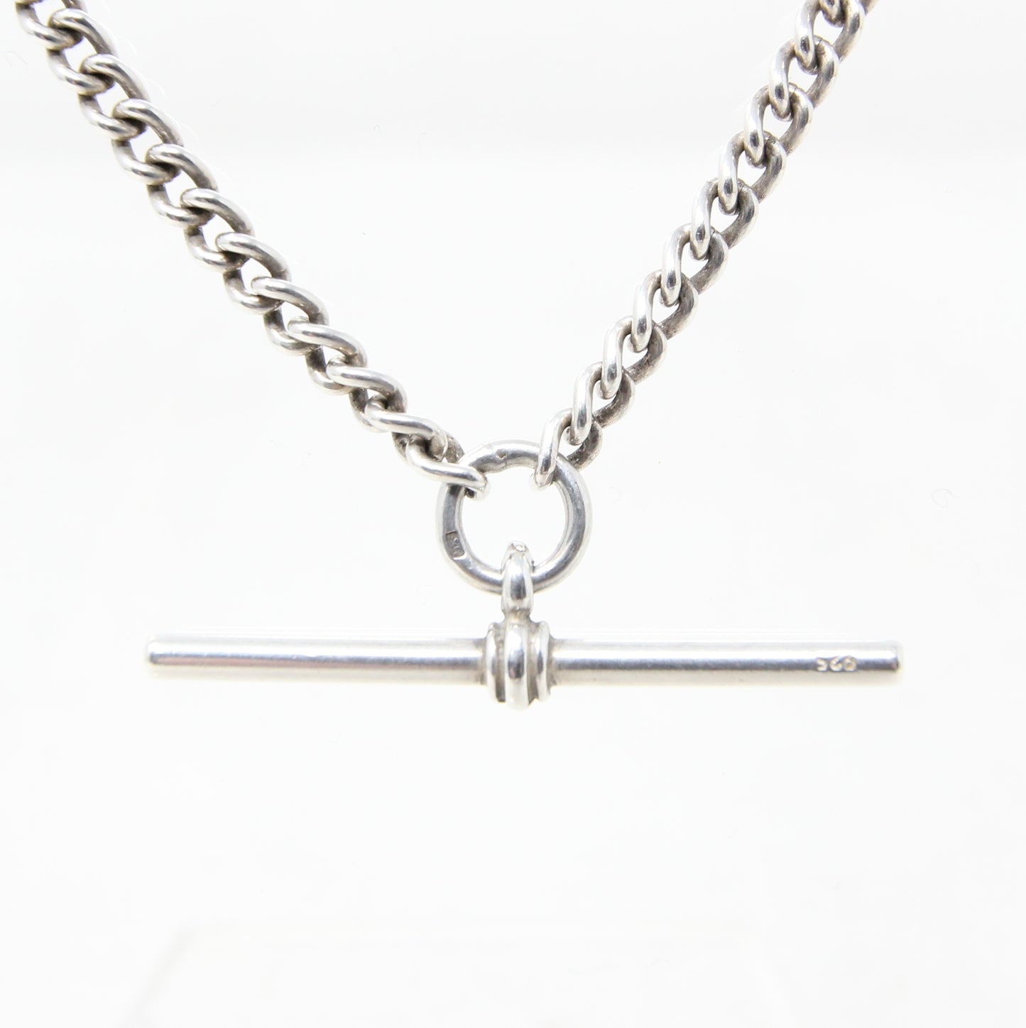 Vintage 1996 Hallmarked Solid Sterling Silver Double Albert Curb Chain Necklace 18''