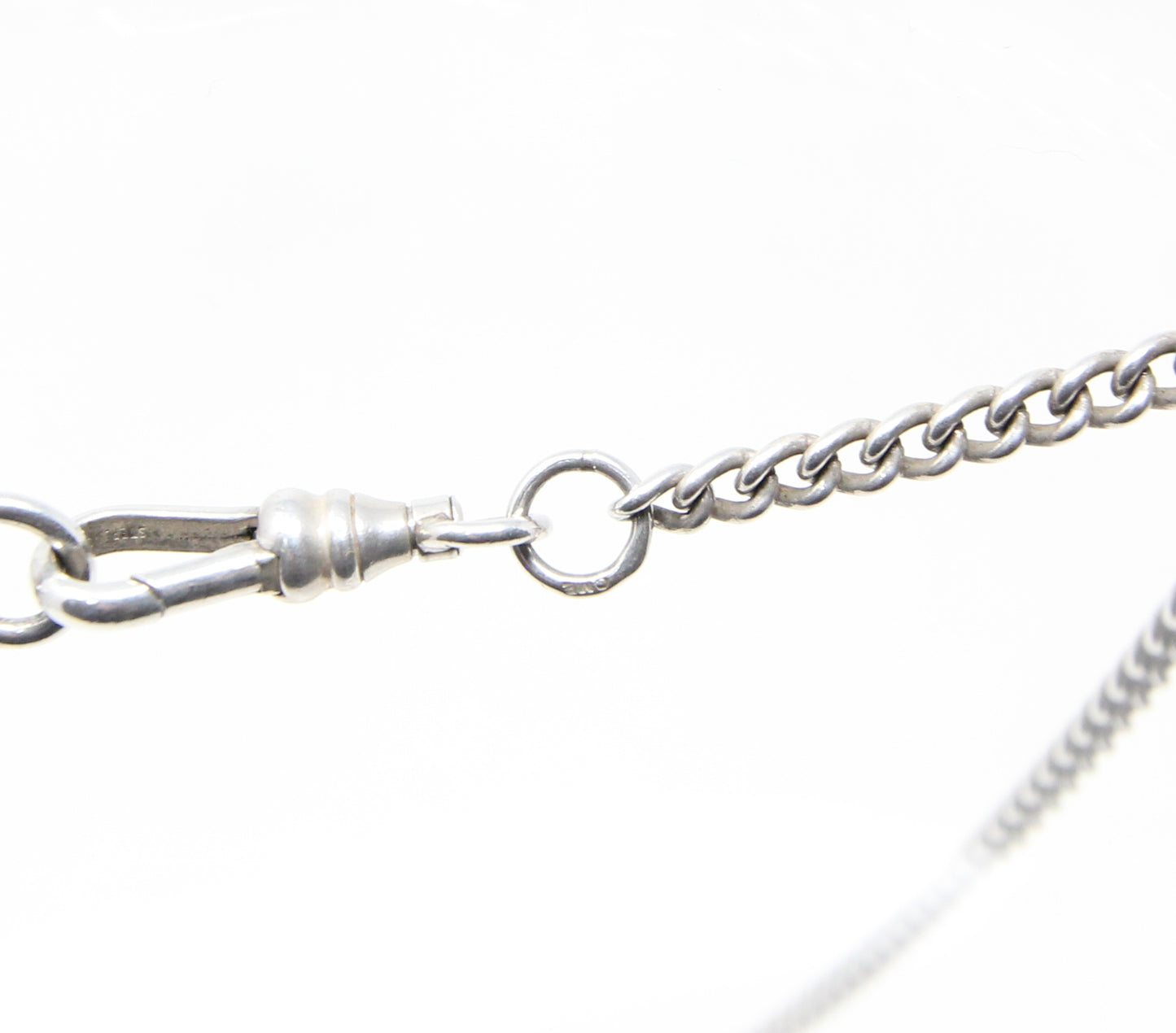 Vintage 1996 Hallmarked Solid Sterling Silver Double Albert Curb Chain Necklace 18''