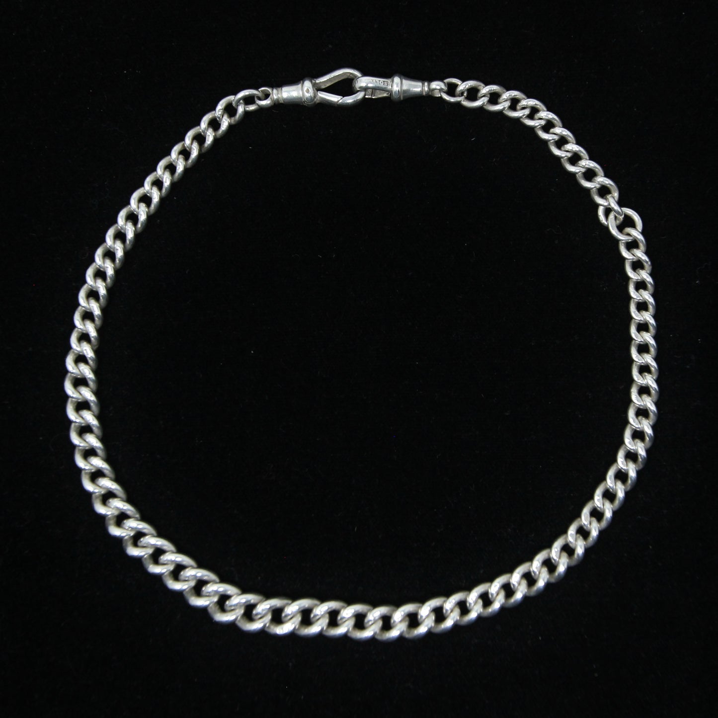 Antique 1899 Hallmarked Solid Sterling Silver Double Albert Curb Chain Necklace 14.5''