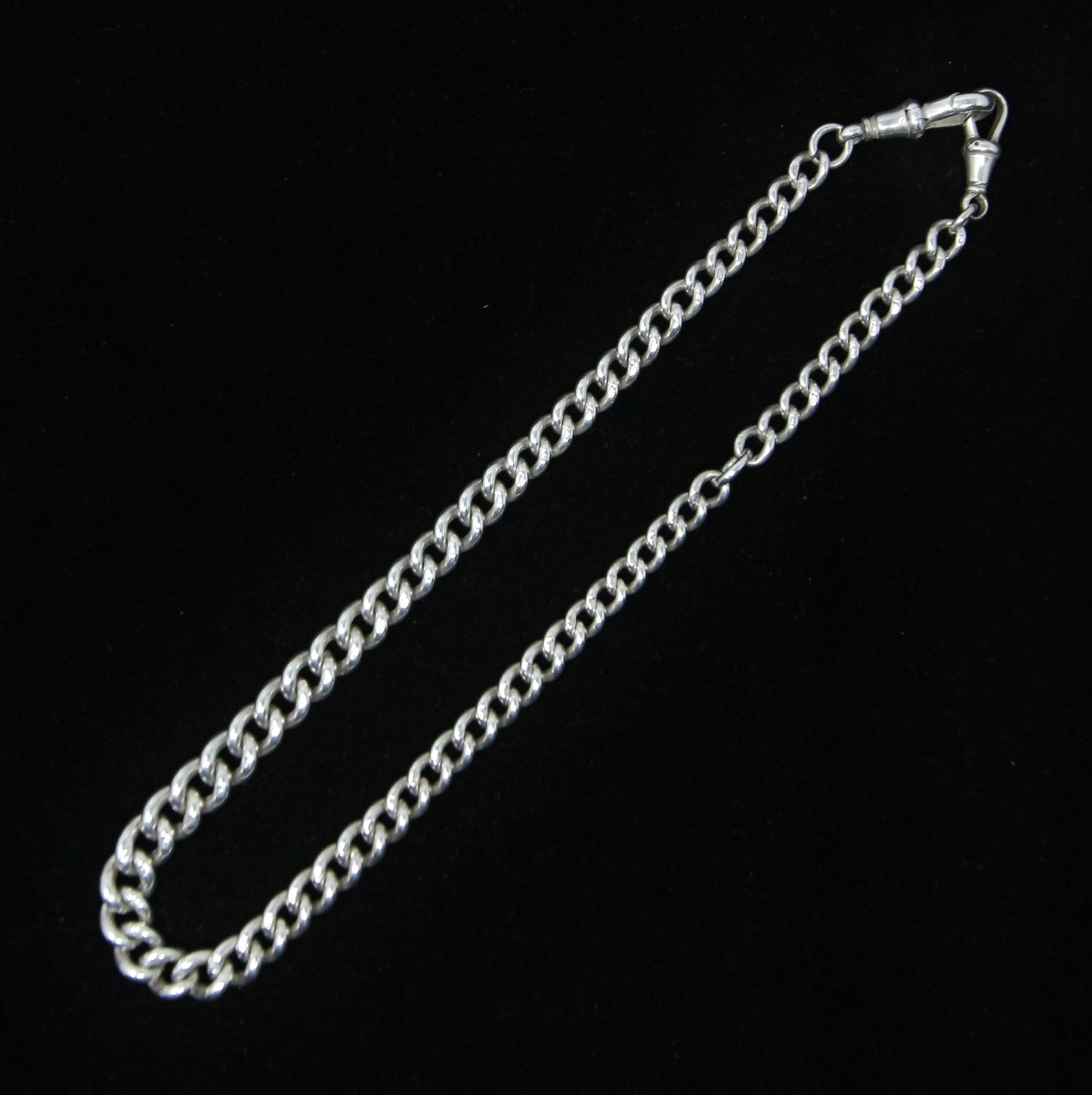 Antique 1899 Hallmarked Solid Sterling Silver Double Albert Curb Chain Necklace 14.5''