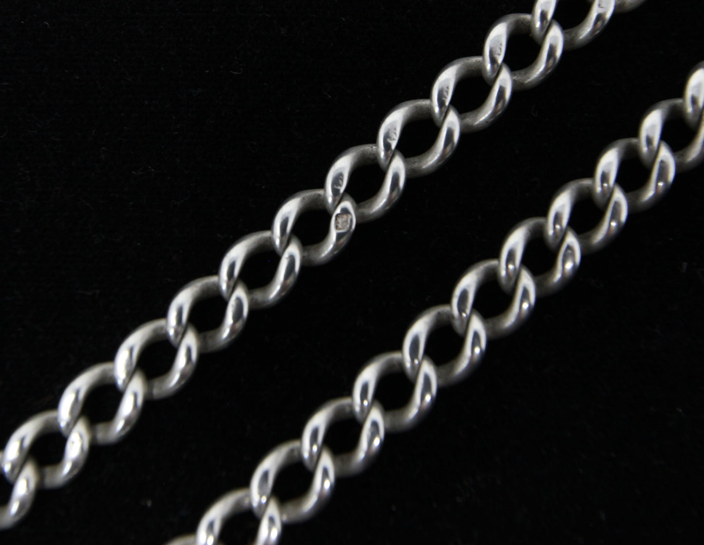 Antique Hallmarked Solid Sterling Silver Albert Curb Chain Necklace Heart Padlock 19'' 48g