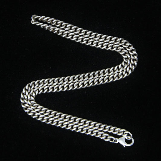 Vintage 1991 Hallmarked Solid Sterling Silver Smooth Curb Chain Necklace 16.25''