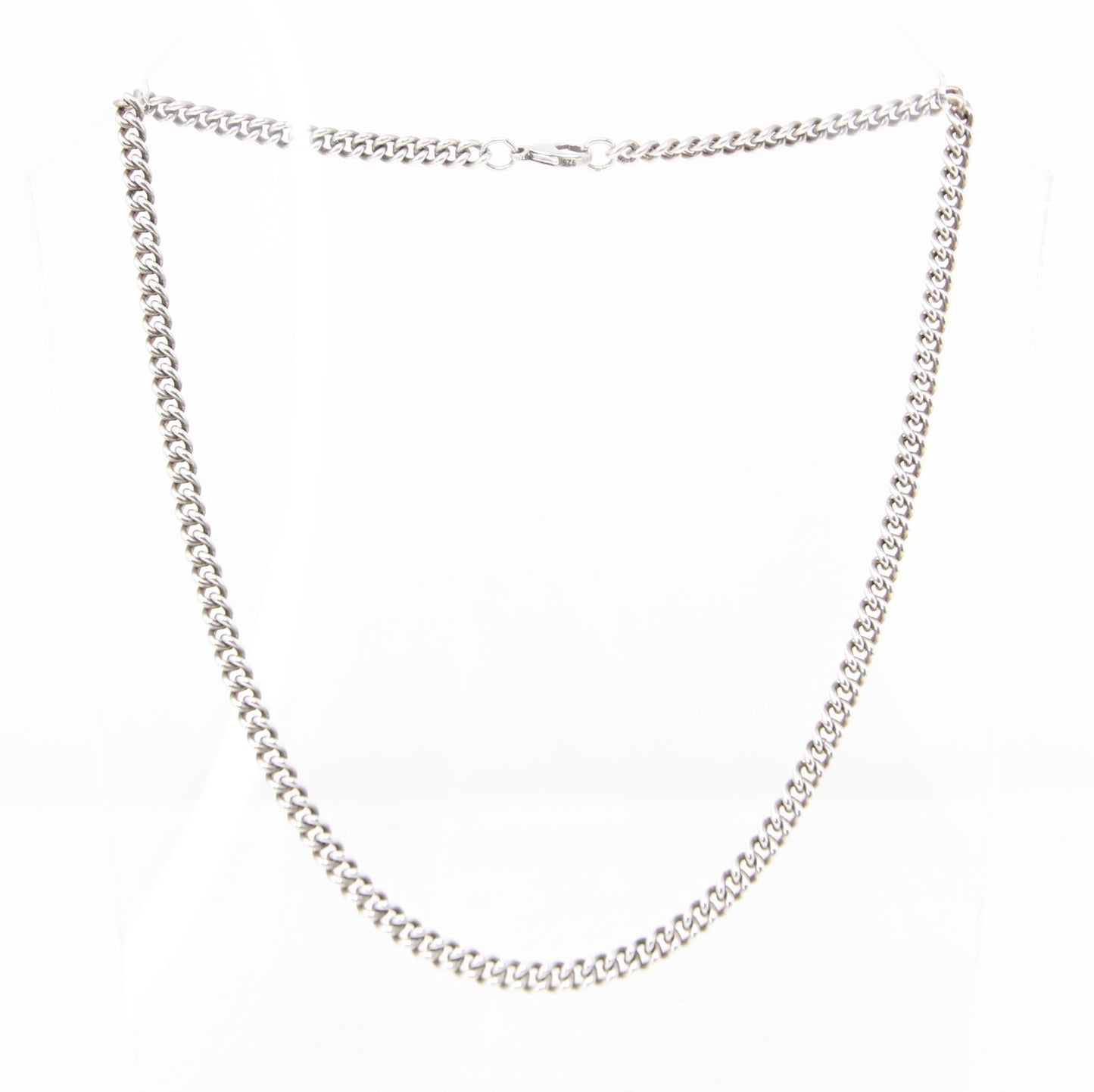 Vintage 1991 Hallmarked Solid Sterling Silver Smooth Curb Chain Necklace 16.25''