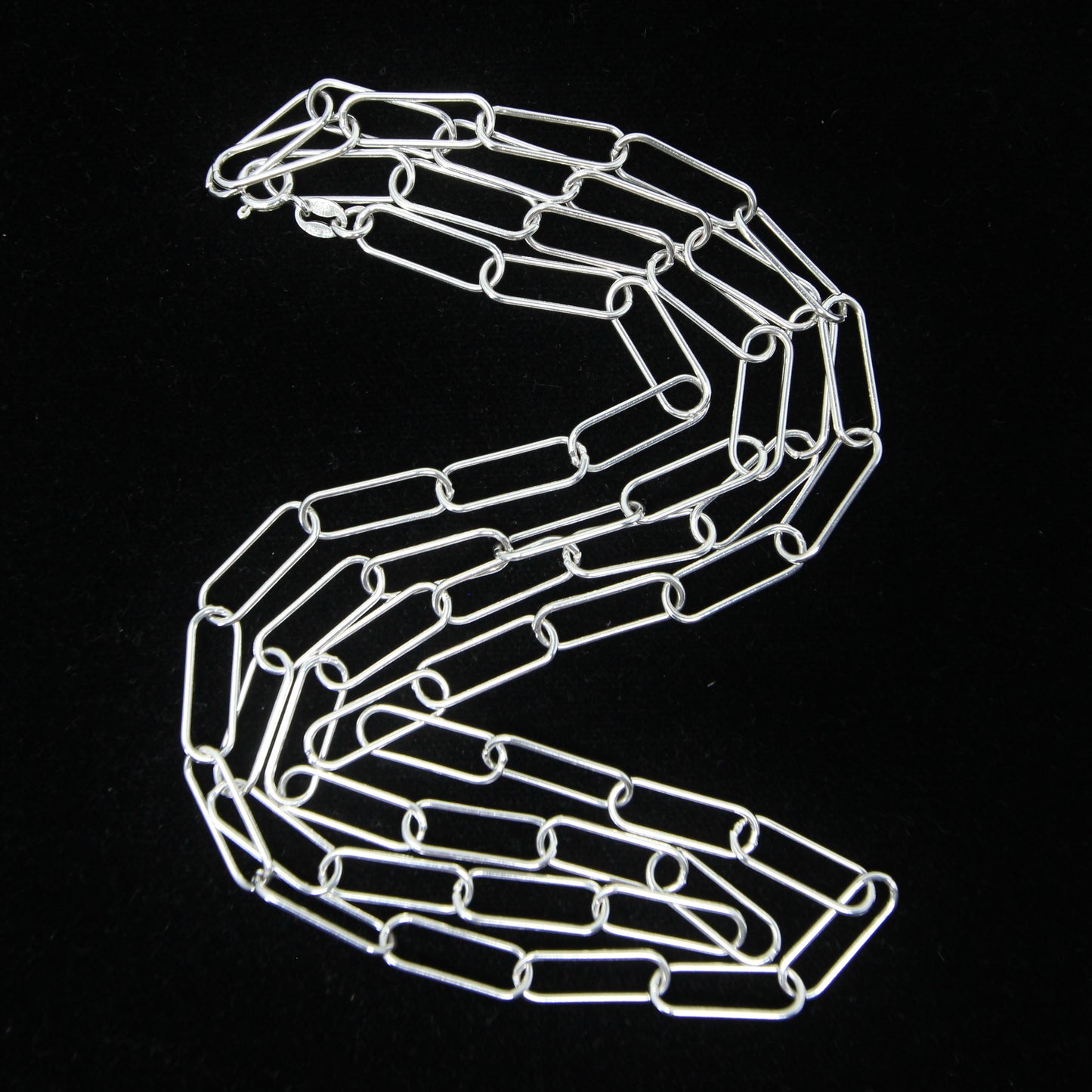 Vintage Hallmarked IBB Italy Solid Sterling Silver Paperclip Trombone Chain Necklace 32.25''