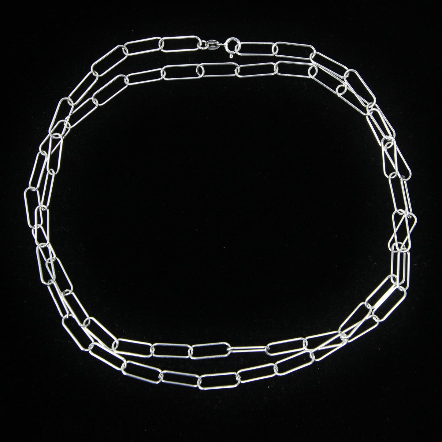 Vintage Hallmarked IBB Italy Solid Sterling Silver Paperclip Trombone Chain Necklace 32.25''