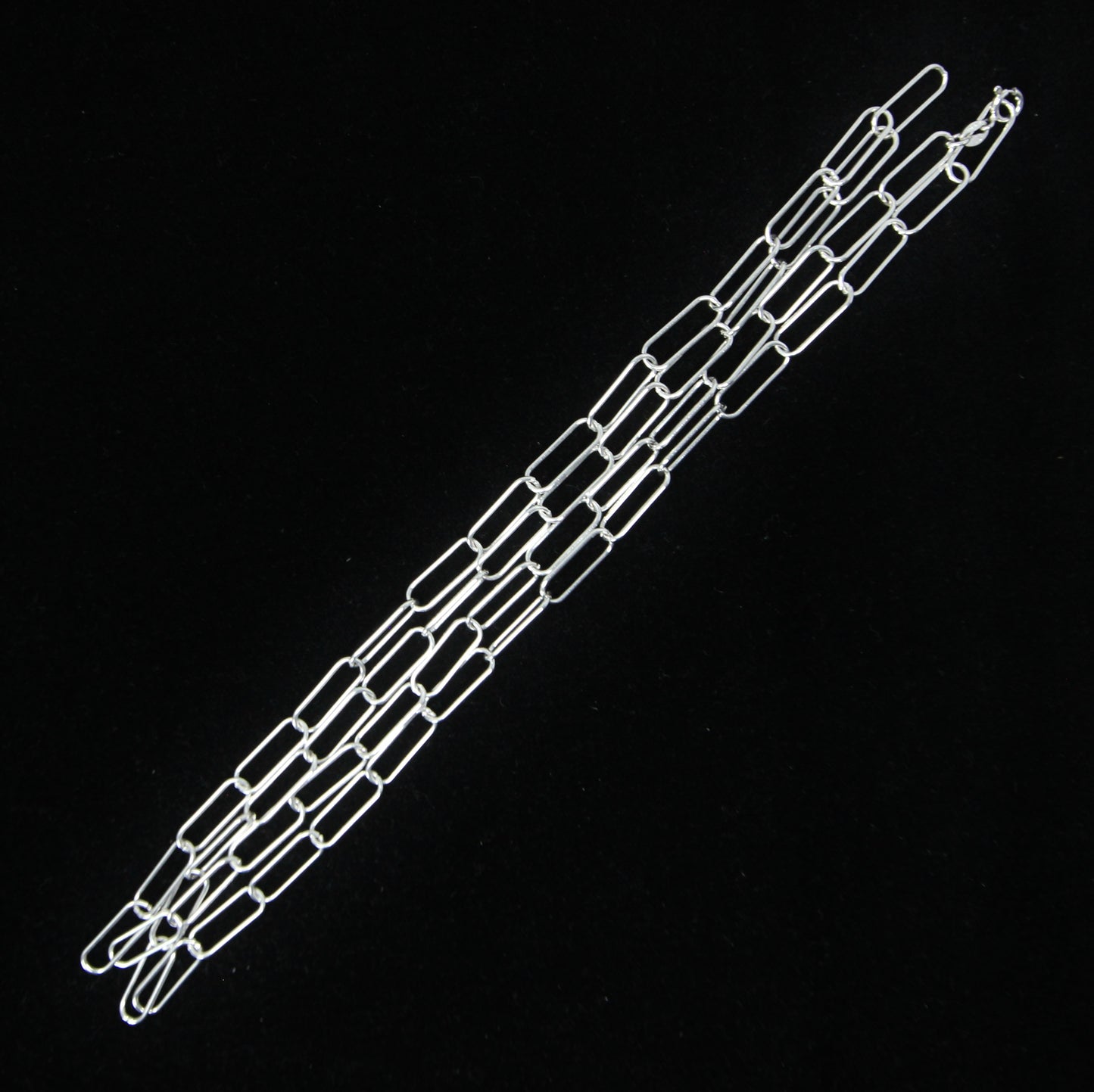 Vintage Hallmarked IBB Italy Solid Sterling Silver Paperclip Trombone Chain Necklace 32.25''