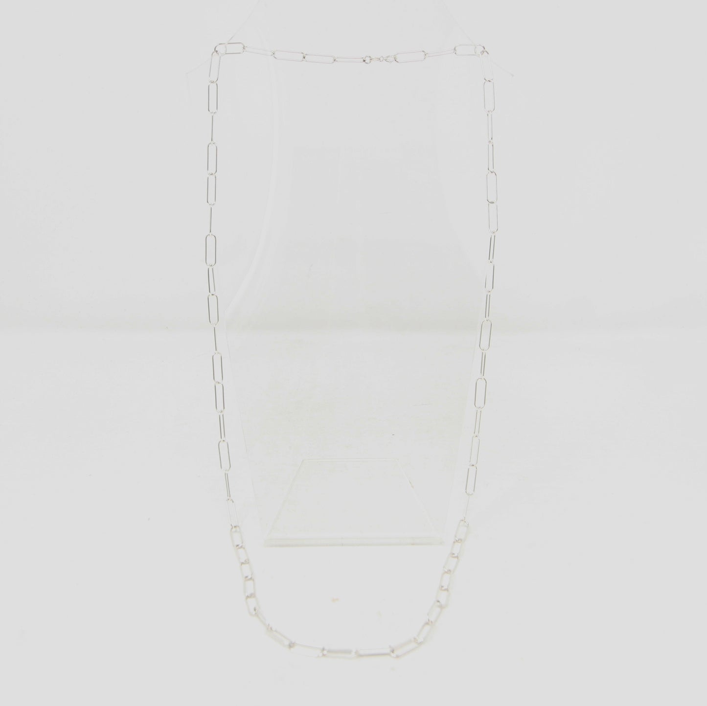 Vintage Hallmarked IBB Italy Solid Sterling Silver Paperclip Trombone Chain Necklace 32.25''