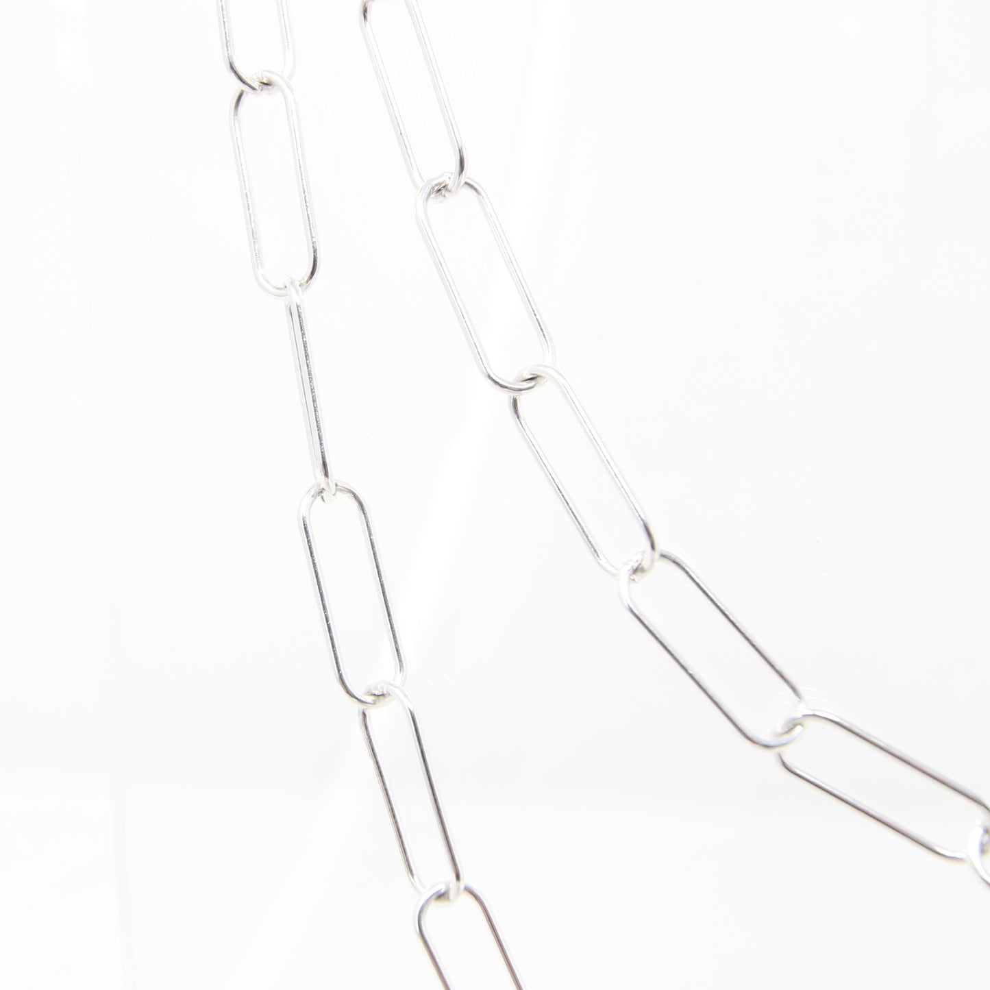 Vintage Hallmarked IBB Italy Solid Sterling Silver Paperclip Trombone Chain Necklace 32.25''