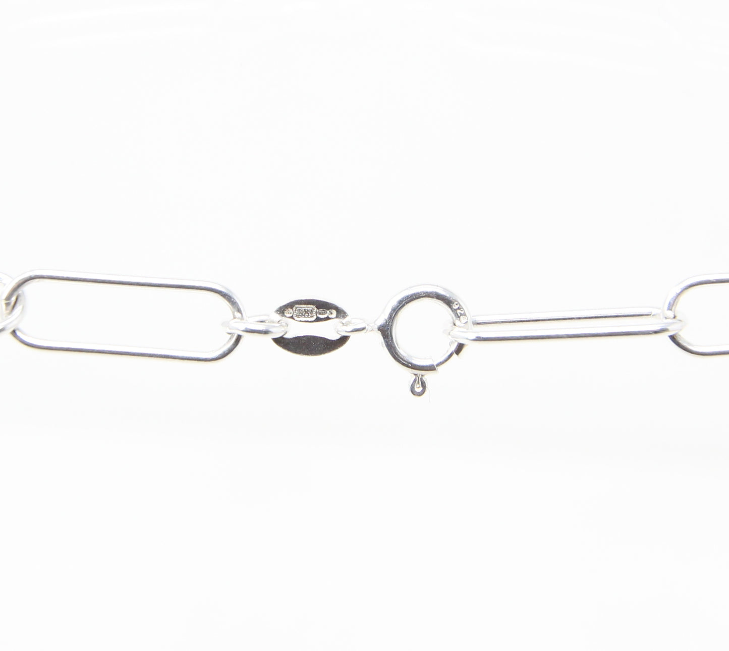 Vintage Hallmarked IBB Italy Solid Sterling Silver Paperclip Trombone Chain Necklace 32.25''