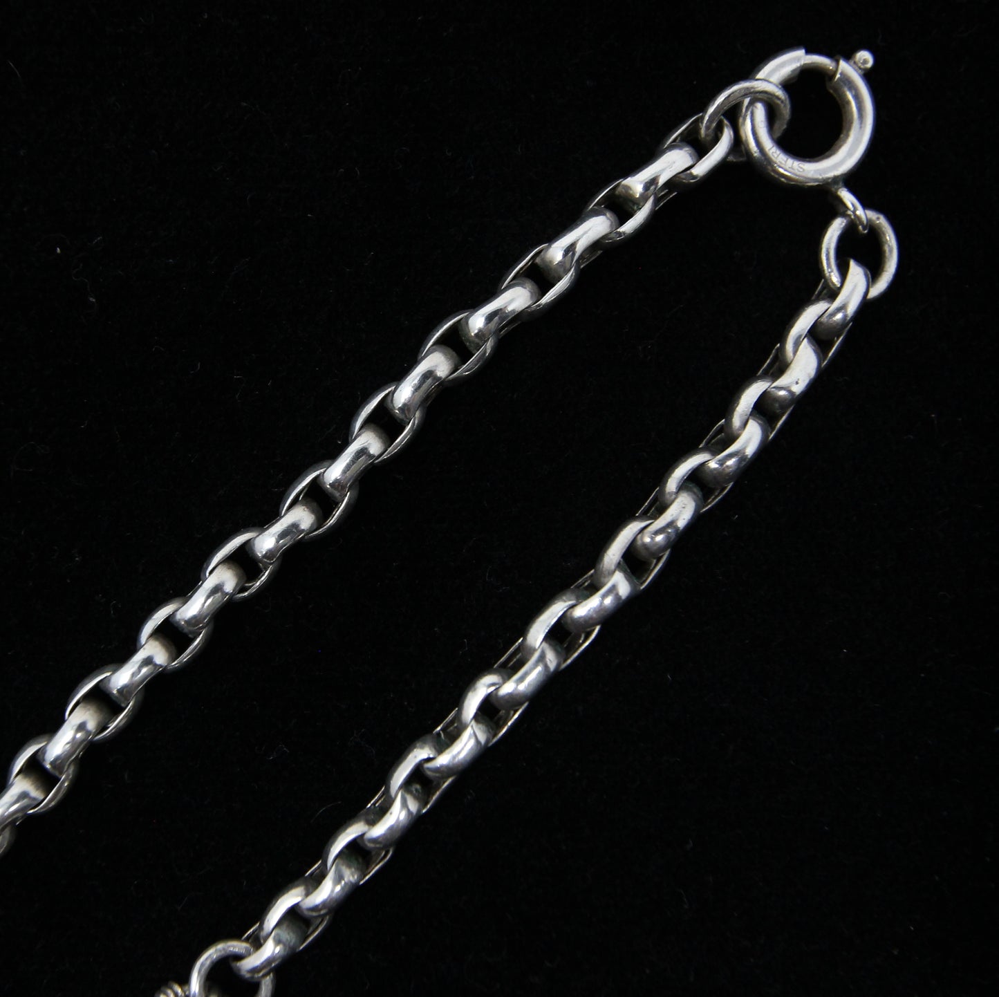 Antique Solid Silver Indian Asian Bell Wedding Curb Cable Chain Choker Necklace 13.3''