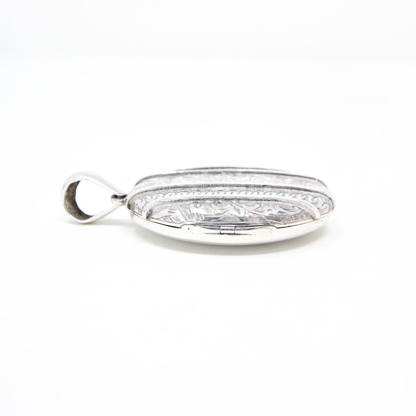 Antique Victorian Solid Silver Large Engraved Ivy Locket Pendant 28g for Chain Necklace