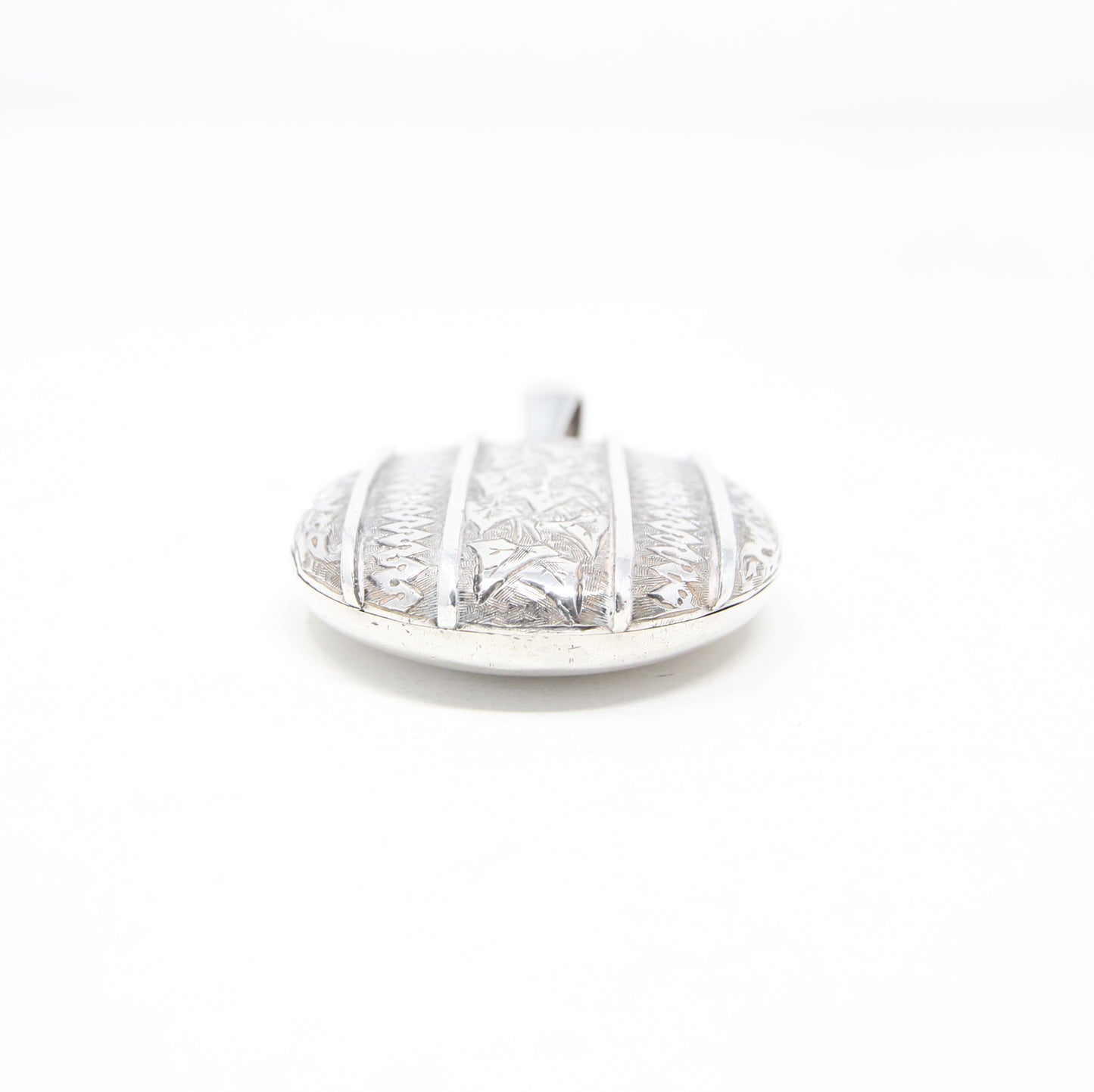 Antique Victorian Solid Silver Large Engraved Ivy Locket Pendant 28g for Chain Necklace