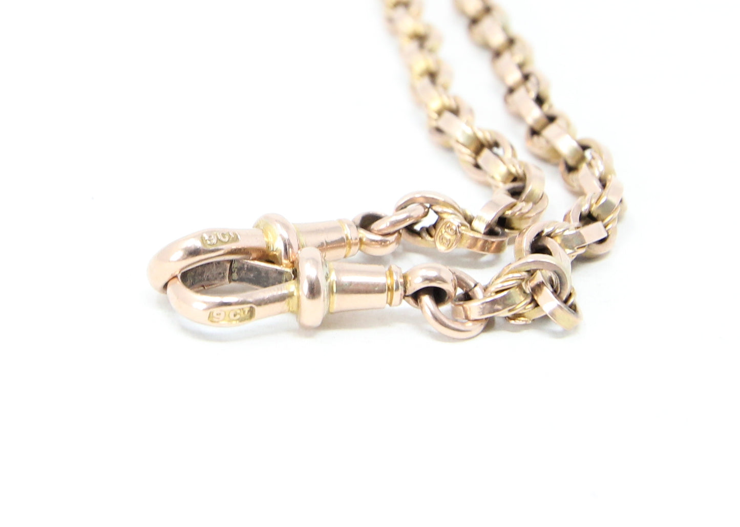 Antique Solid 9ct 9k Gold 22Ct Full Melbourne Sovereign Double Albert Lovers Knot Chain Necklace 14.25''