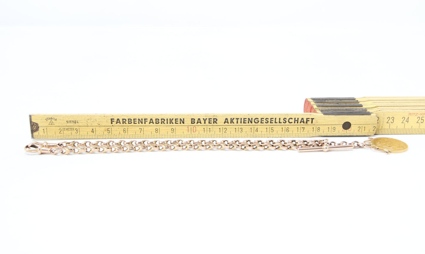 Antique Solid 9ct 9k Gold 22Ct Full Melbourne Sovereign Double Albert Lovers Knot Chain Necklace 14.25''