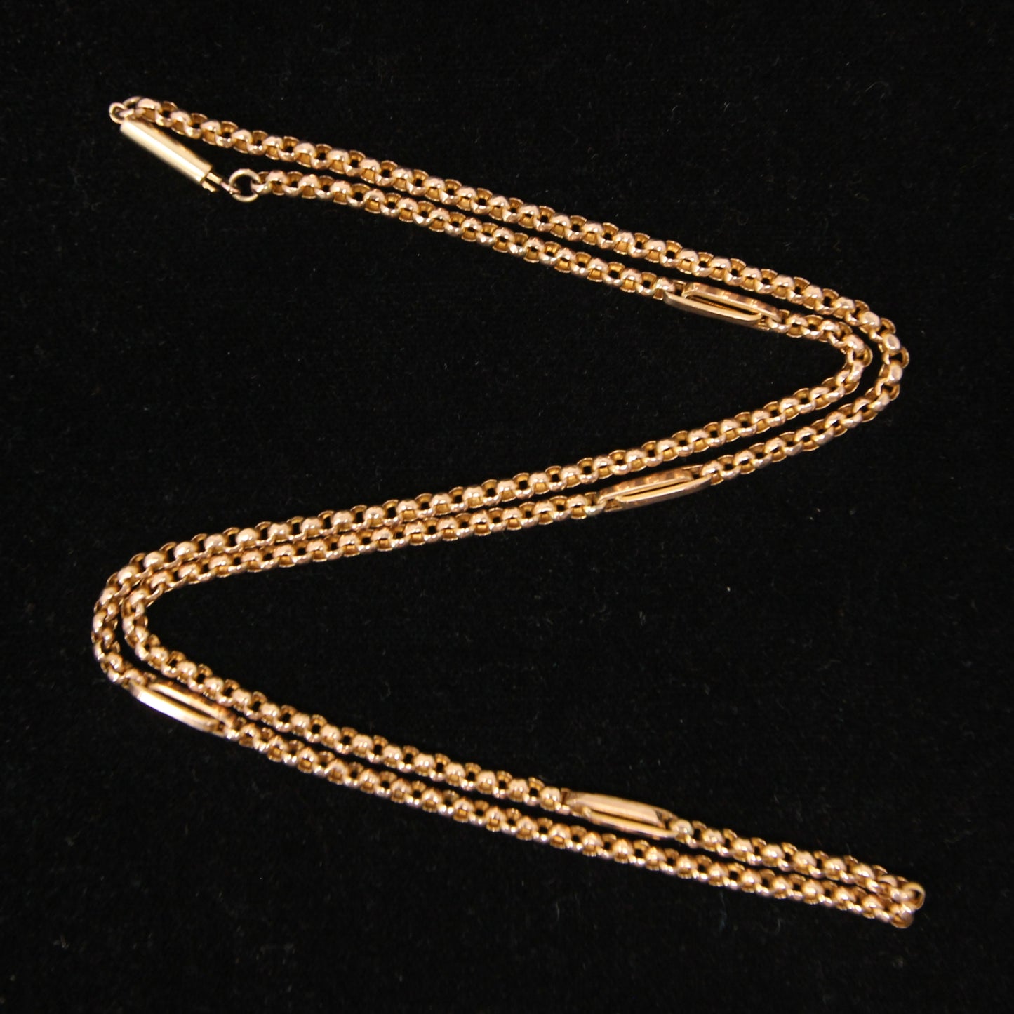 Antique Solid 9ct 9k Gold Belcher Trombone Link Chain Necklace Barrel Clasp 20.5''
