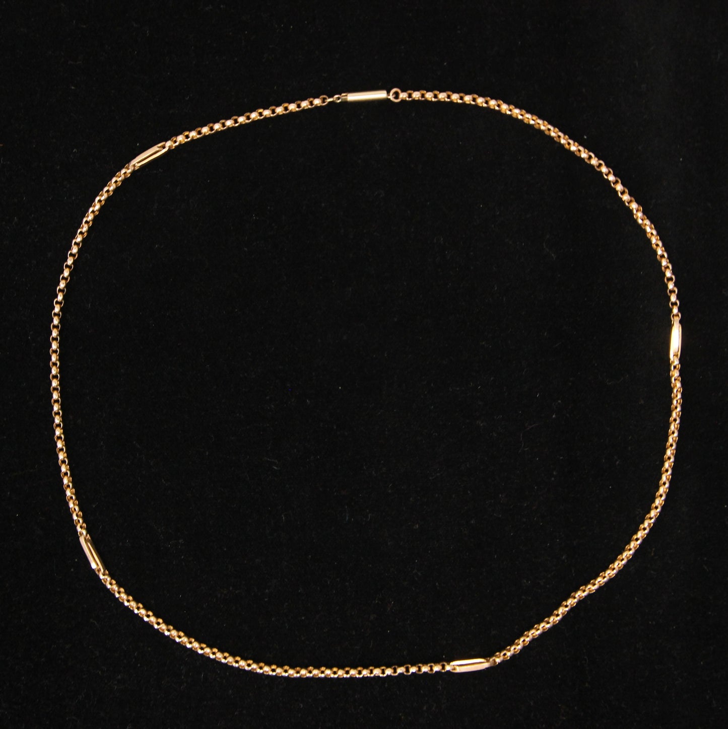 Antique Solid 9ct 9k Gold Belcher Trombone Link Chain Necklace Barrel Clasp 20.5''