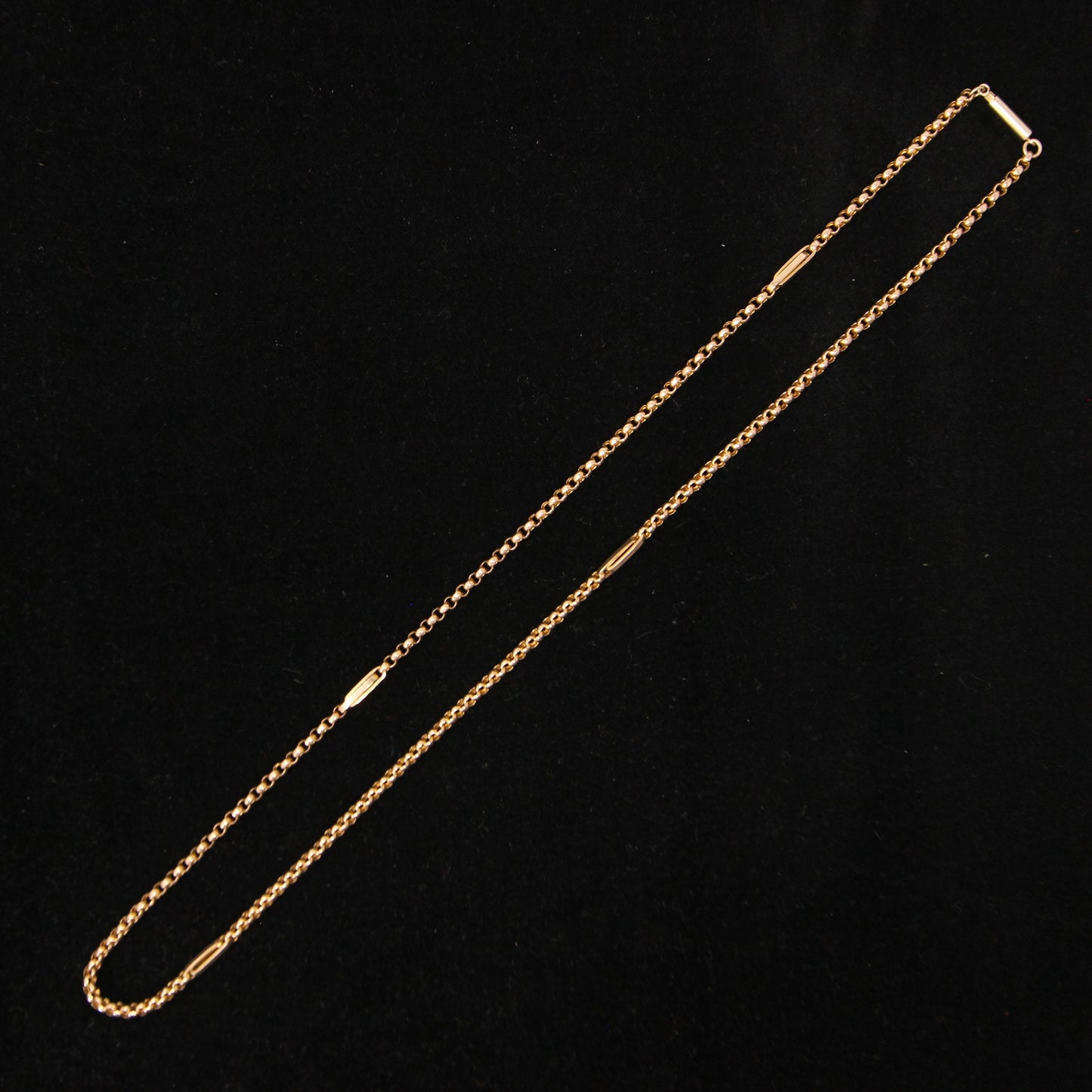 Antique Solid 9ct 9k Gold Belcher Trombone Link Chain Necklace Barrel Clasp 20.5''