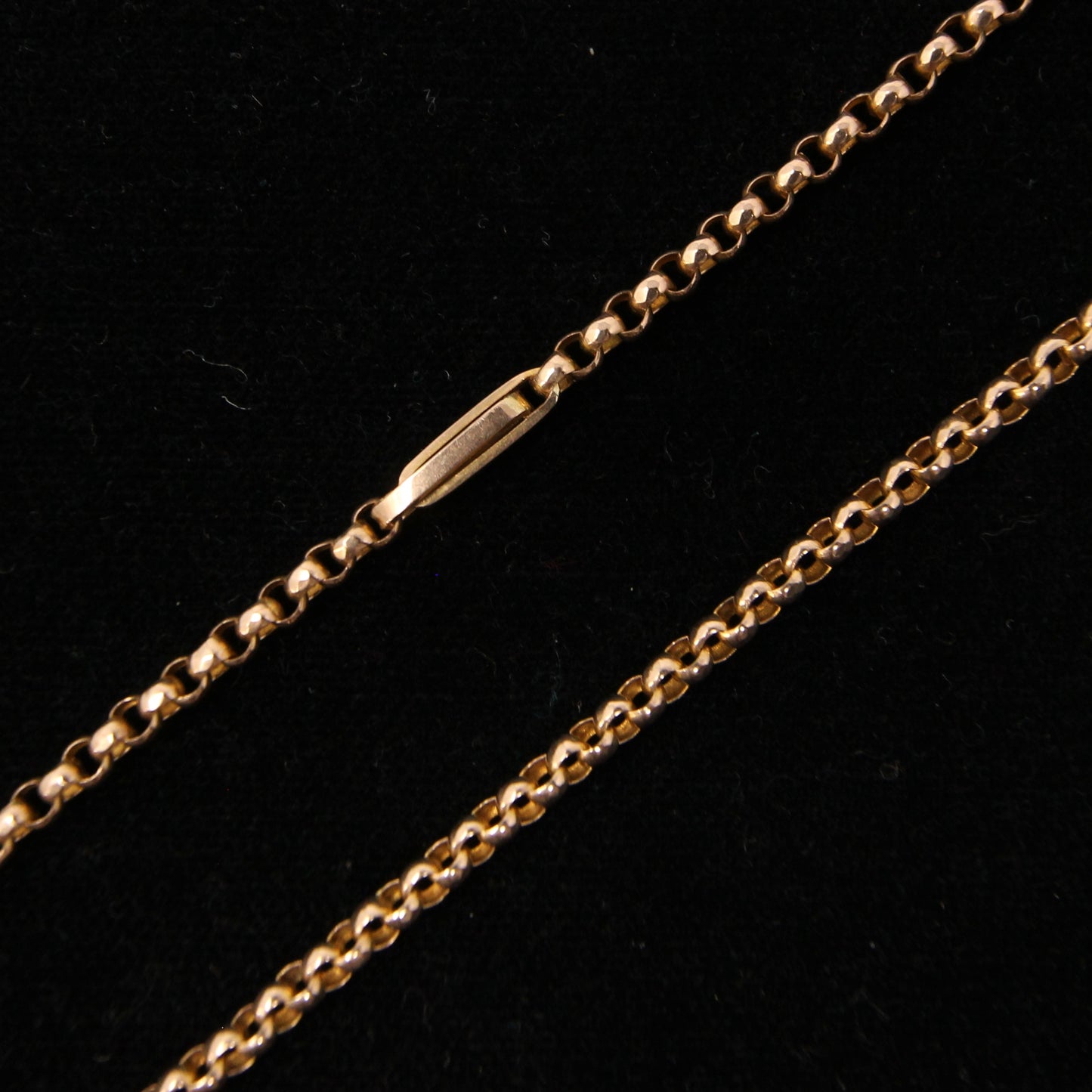 Antique Solid 9ct 9k Gold Belcher Trombone Link Chain Necklace Barrel Clasp 20.5''