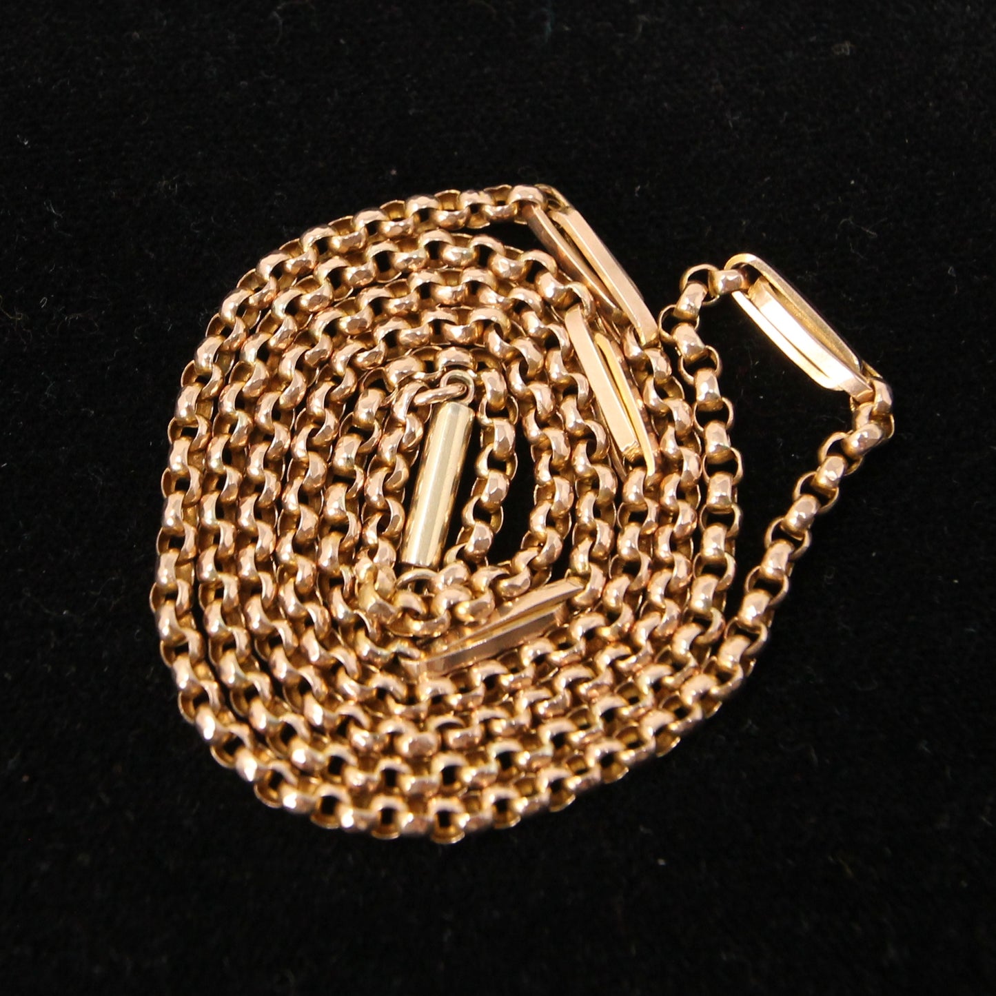 Antique Solid 9ct 9k Gold Belcher Trombone Link Chain Necklace Barrel Clasp 20.5''