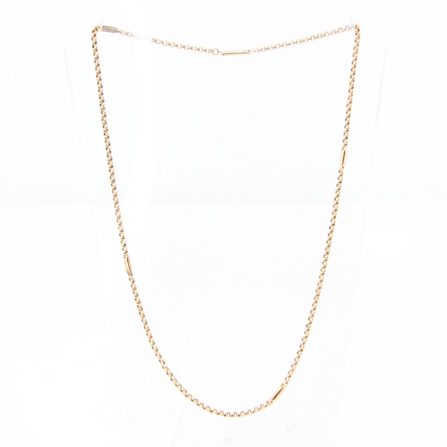 Antique Solid 9ct 9k Gold Belcher Trombone Link Chain Necklace Barrel Clasp 20.5''