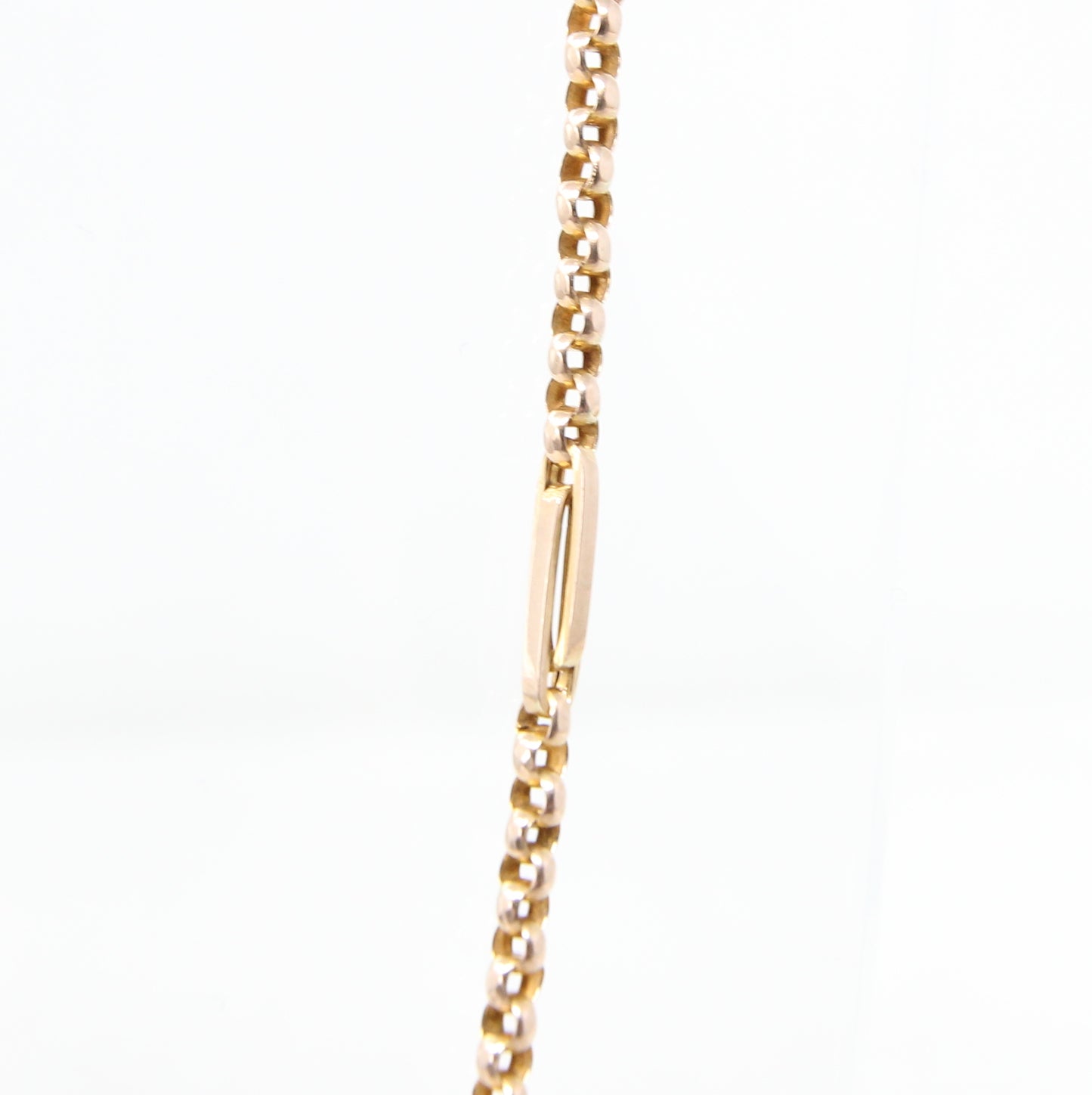 Antique Solid 9ct 9k Gold Belcher Trombone Link Chain Necklace Barrel Clasp 20.5''