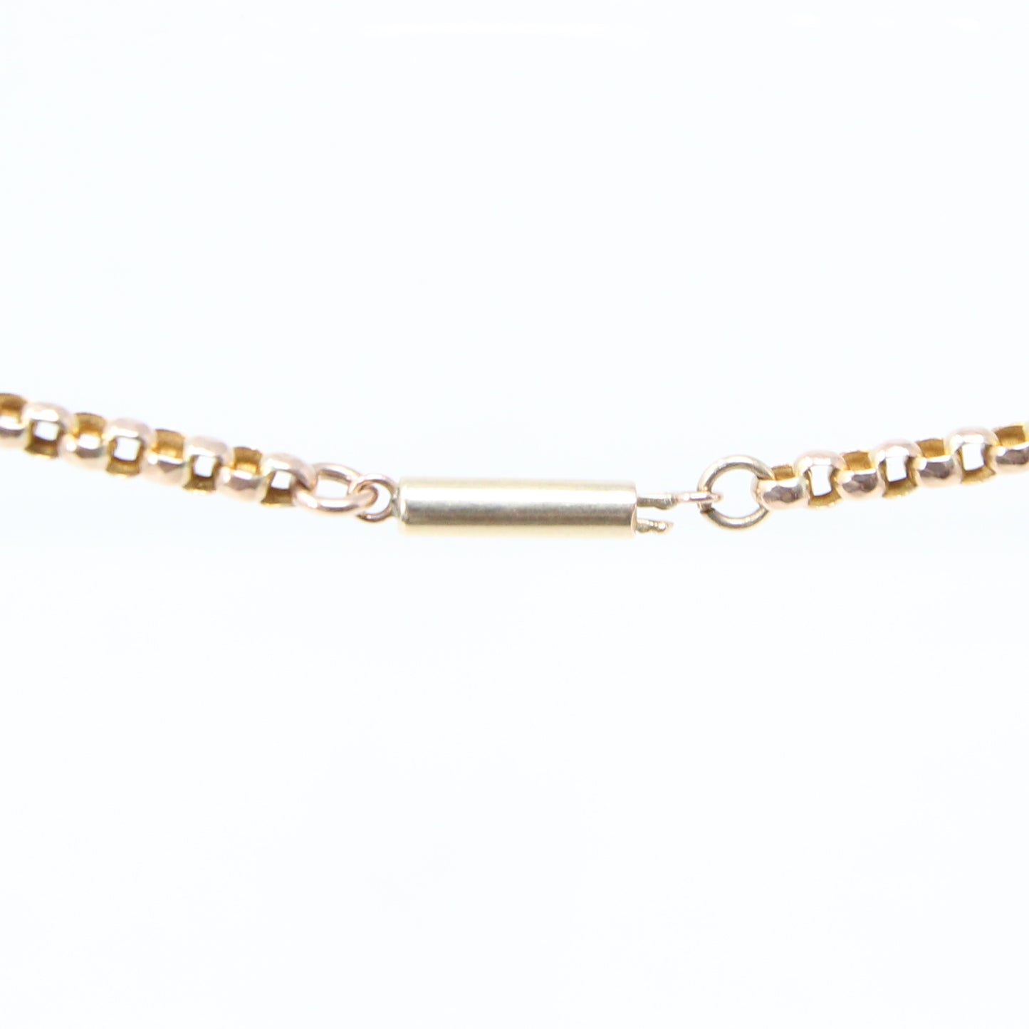 Antique Solid 9ct 9k Gold Belcher Trombone Link Chain Necklace Barrel Clasp 20.5''