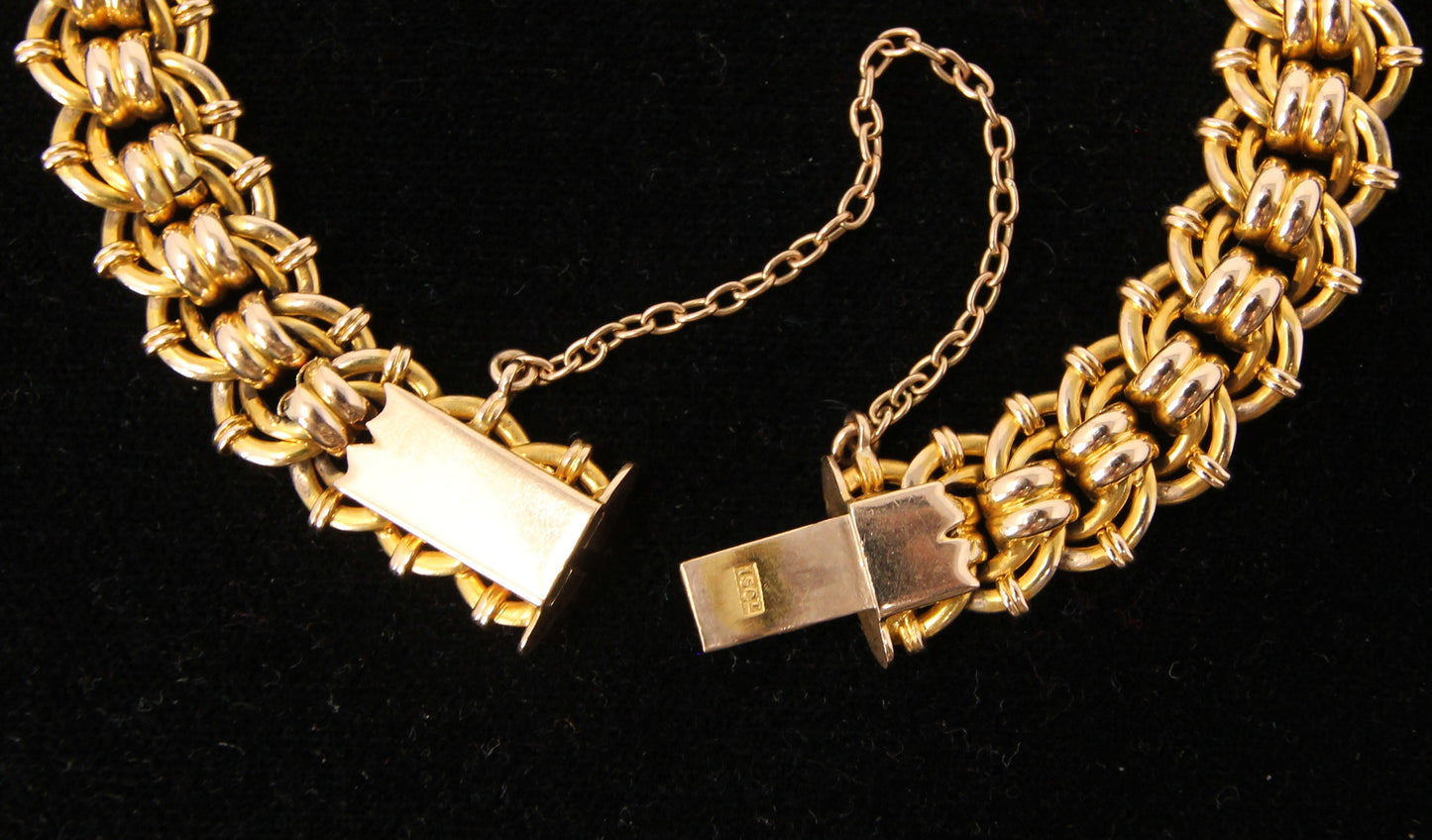 Antique Victorian Hallmarked Solid 15ct 15k Gold Fancy Curb Chain Bracelet 7.75'' 23g