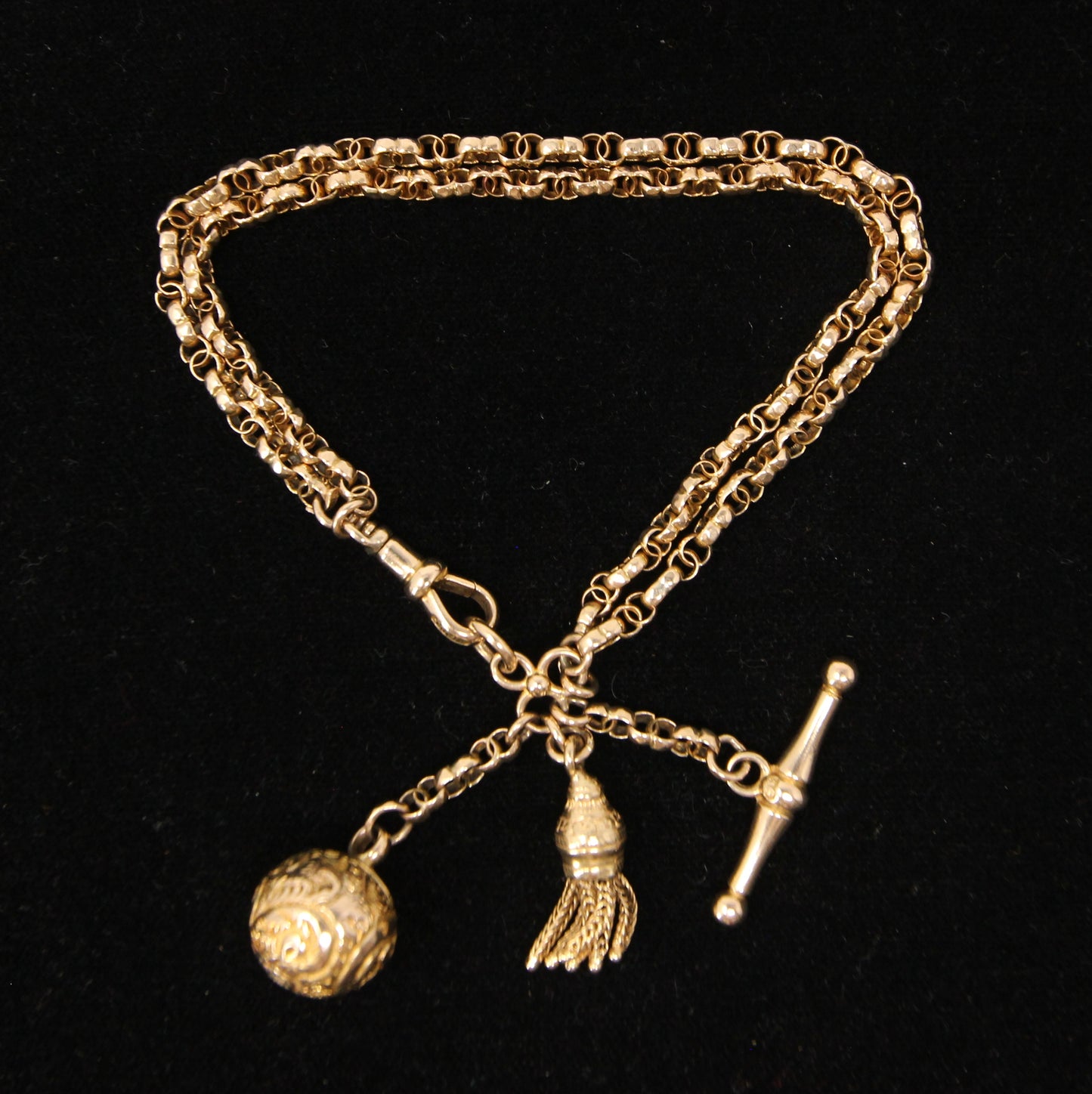 Antique Victorian Hallmarked Solid 9ct 9k Gold Fancy Albertina Chain Bracelet 7.5''