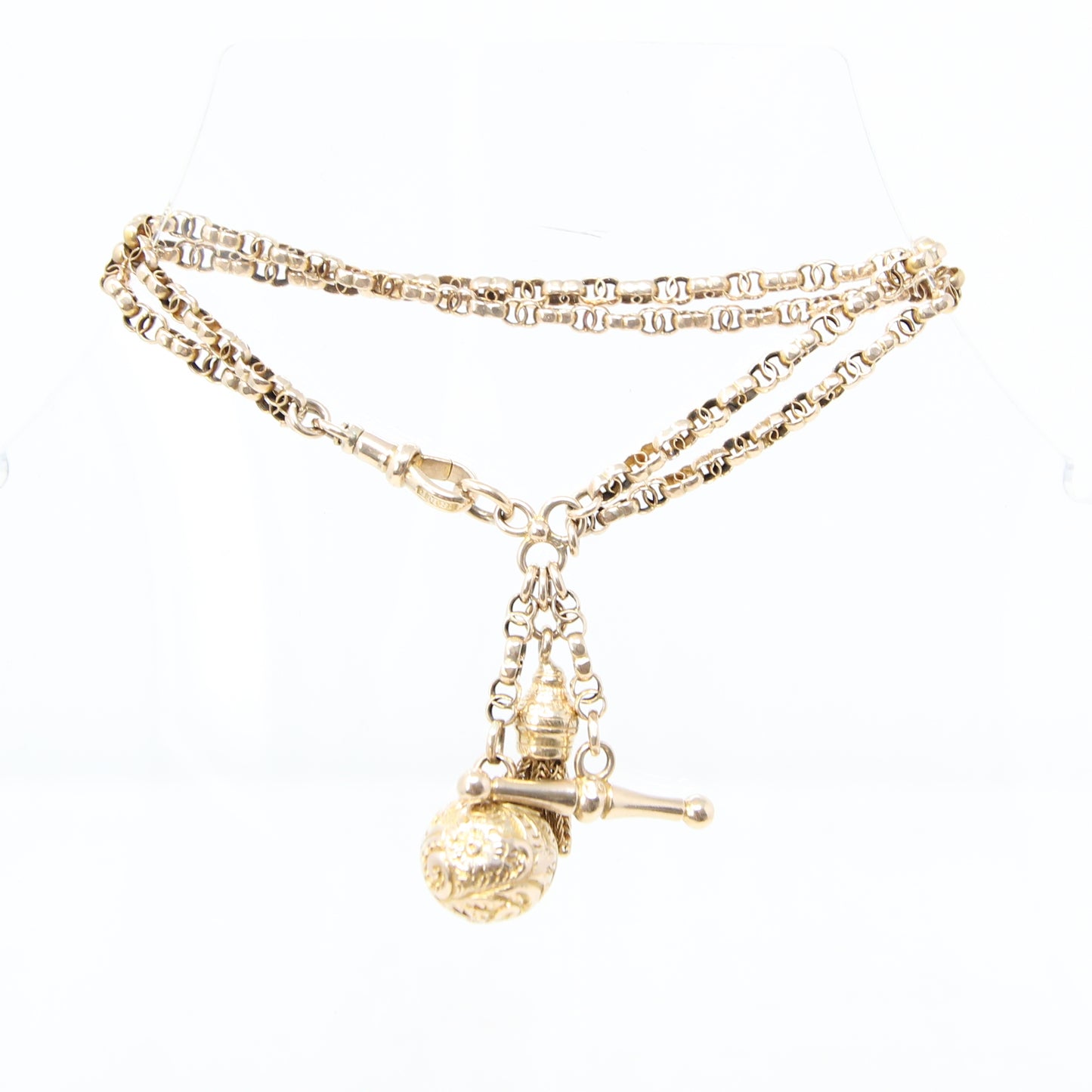 Antique Victorian Hallmarked Solid 9ct 9k Gold Fancy Albertina Chain Bracelet 7.5''