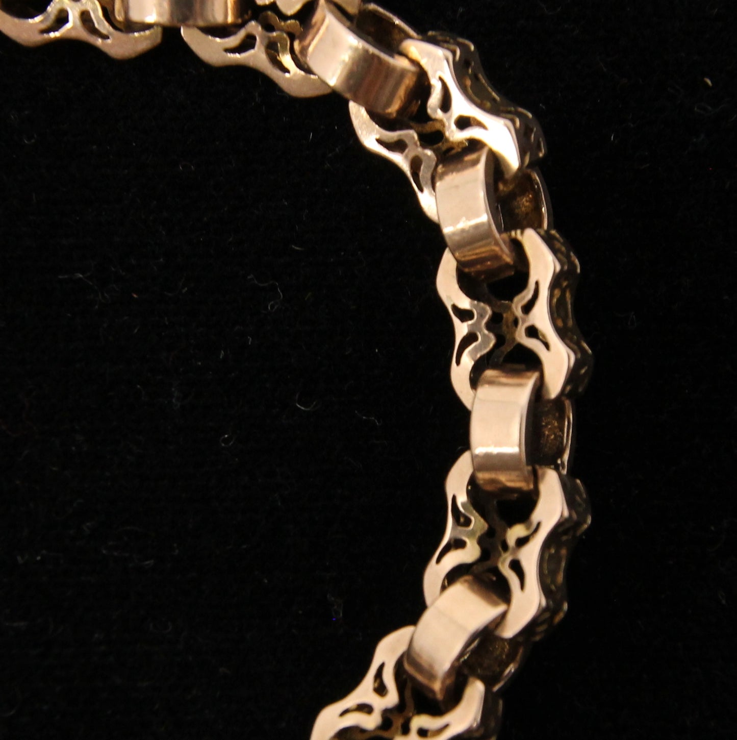 Antique Victorian Solid 9ct 9k Gold Fancy Belcher Chain Bracelet Extender Heart Padlock 7.75''