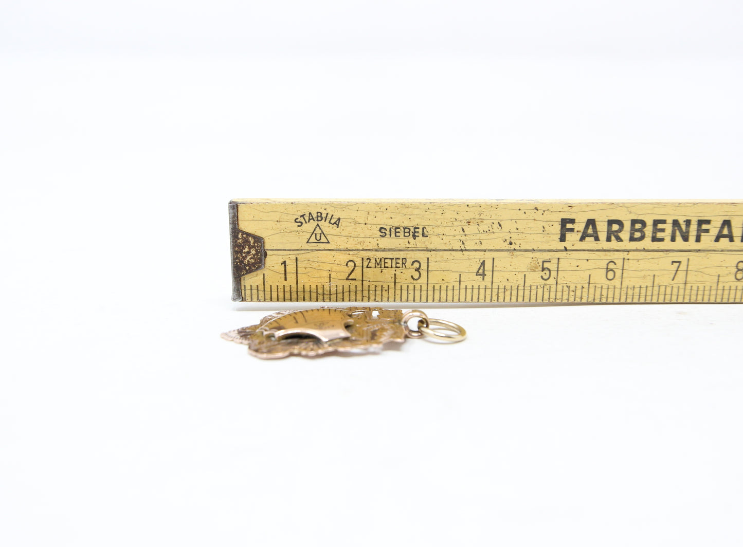 Antique 1907 English Hallmarked Solid 9ct 9k Rose Gold Shield Watch Fob Medallion Pendant