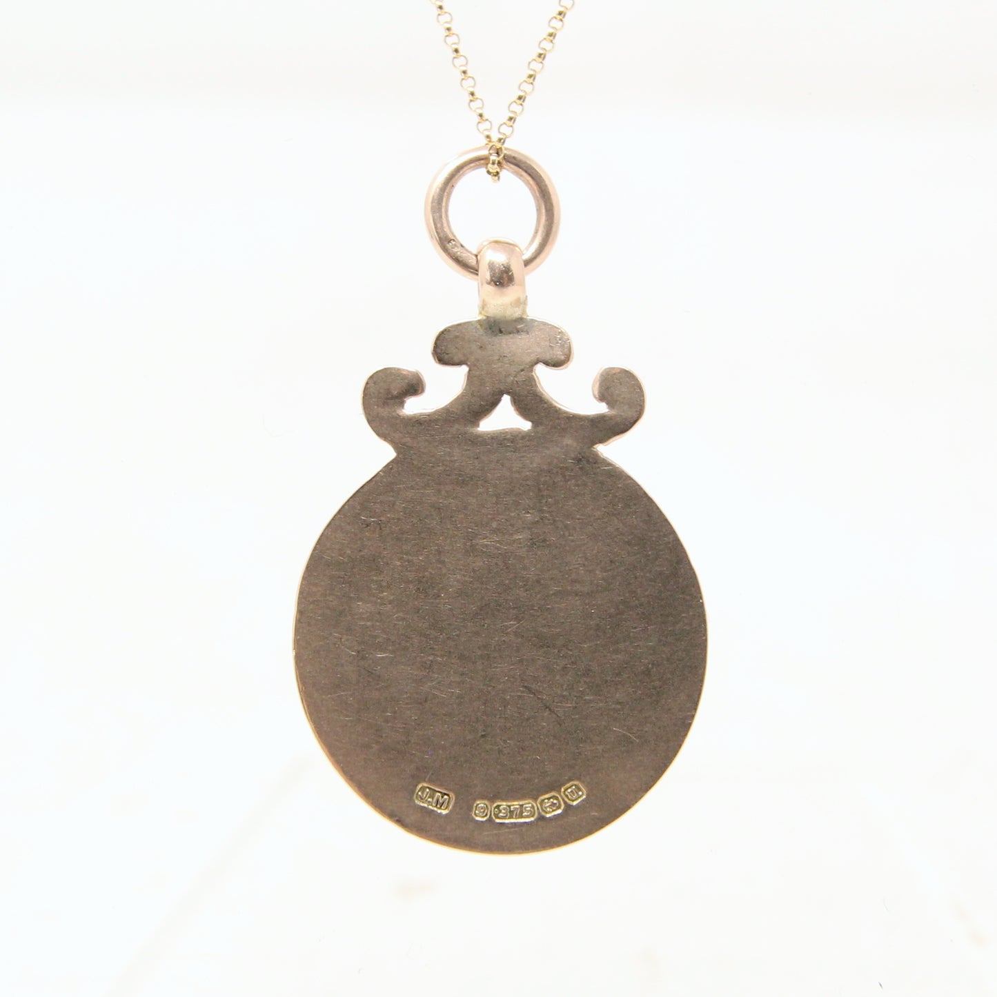 Antique 1919 English Hallmarked Solid 9ct 9k Gold Shield Watch Fob Medallion Pendant