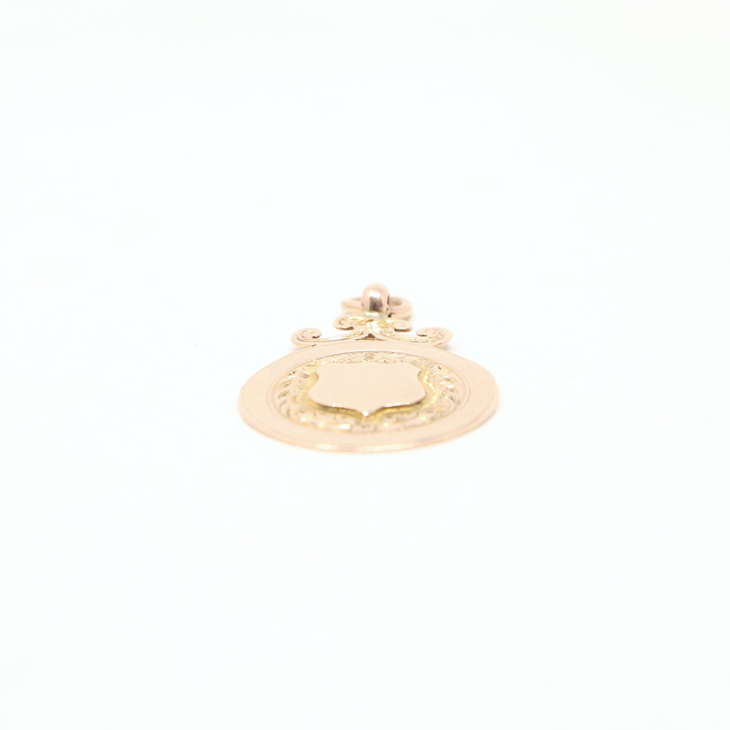 Antique 1919 English Hallmarked Solid 9ct 9k Gold Shield Watch Fob Medallion Pendant