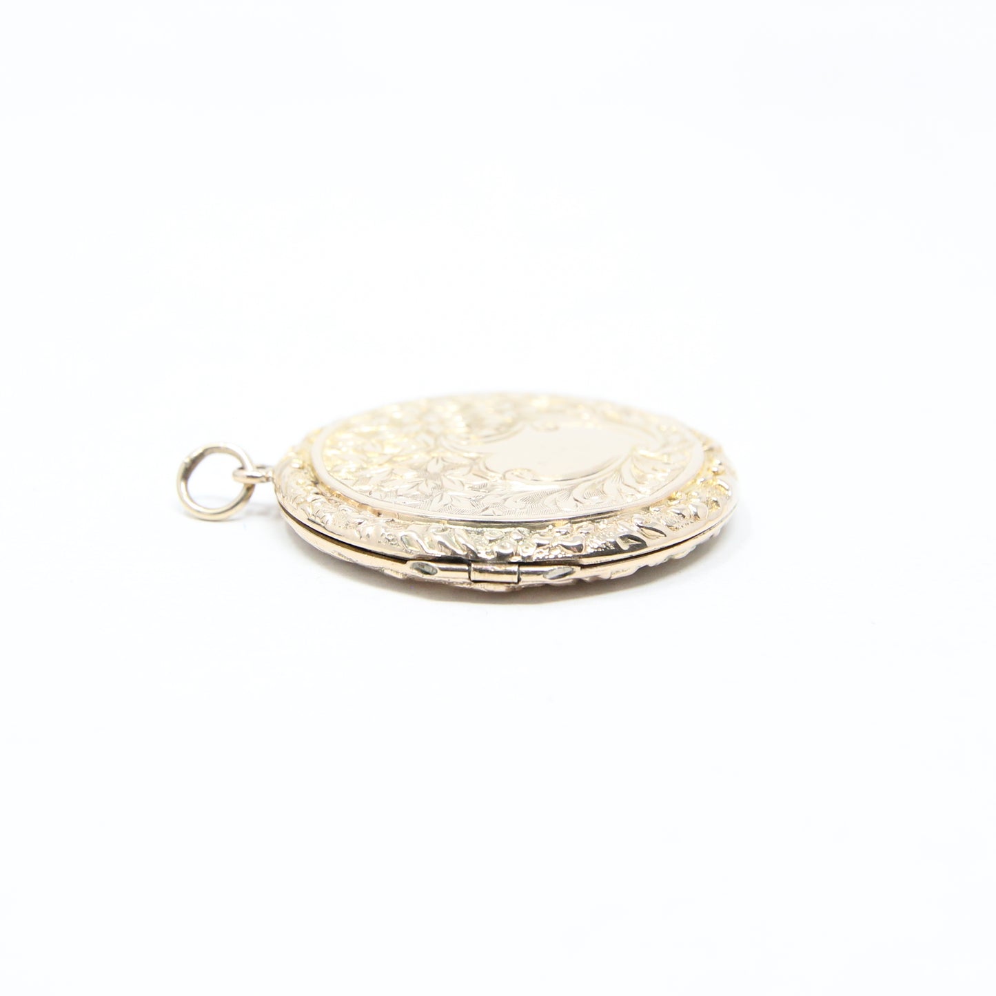 Antique 1914 English Hallmarked Solid 9ct 9k Gold Large Engraved Locket Pendant