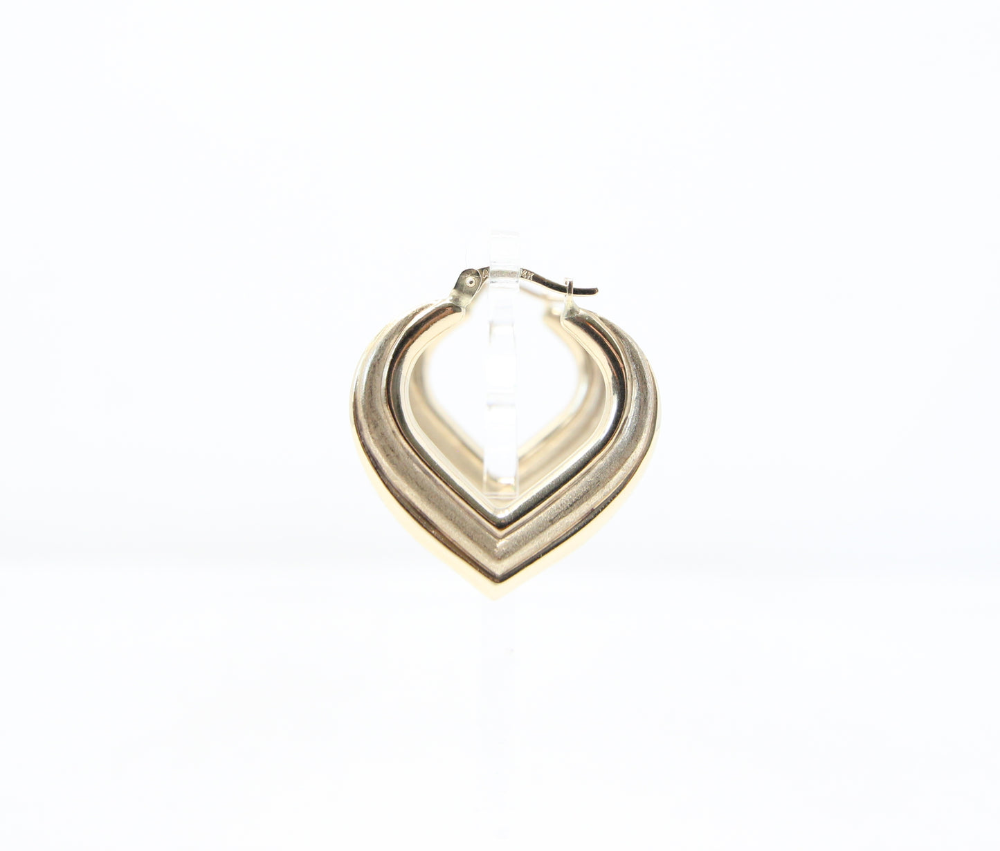 Vintage Hallmarked Solid 14ct 14k Gold Large Heart Hoop Earrings Hoops 3.5g