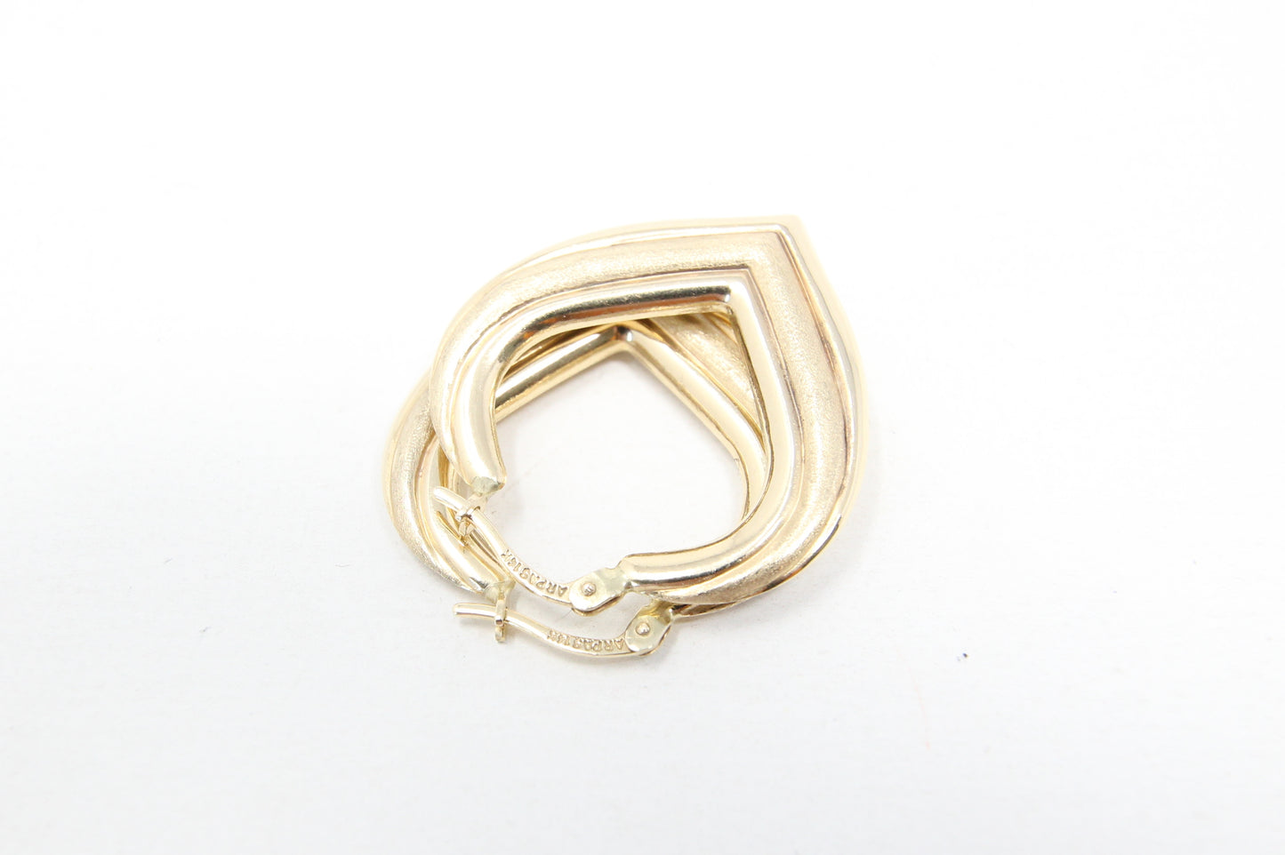 Vintage Hallmarked Solid 14ct 14k Gold Large Heart Hoop Earrings Hoops 3.5g