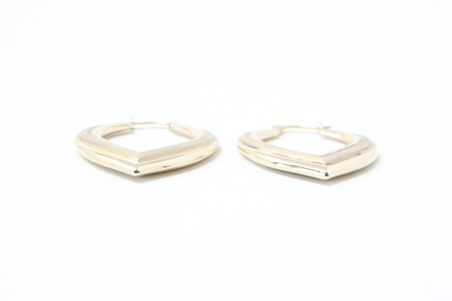 Vintage Hallmarked Solid 14ct 14k Gold Large Heart Hoop Earrings Hoops 3.5g